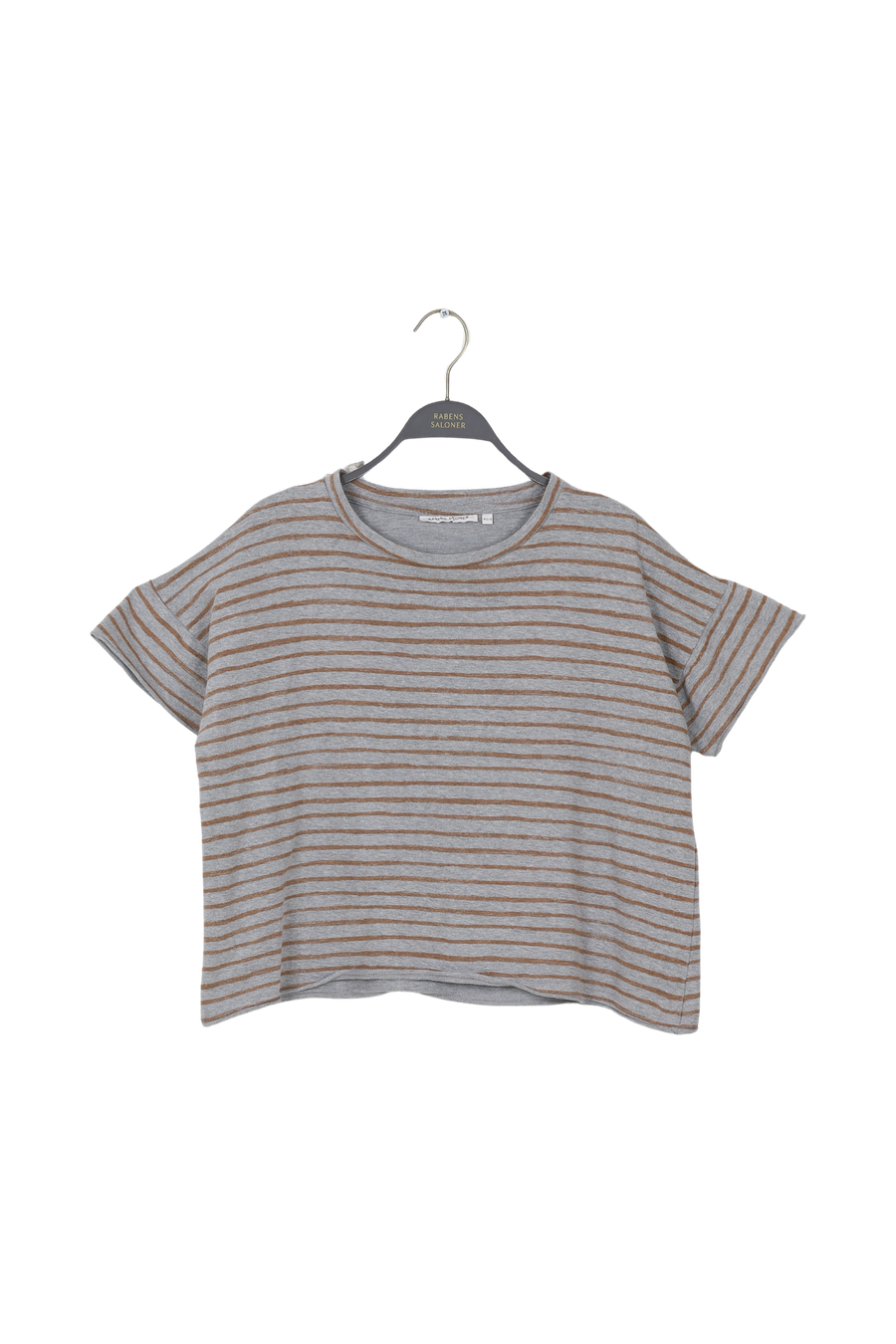 PreLoved Margot - Light stretch cropped t-shirt I Grey honey stripe - XS/S