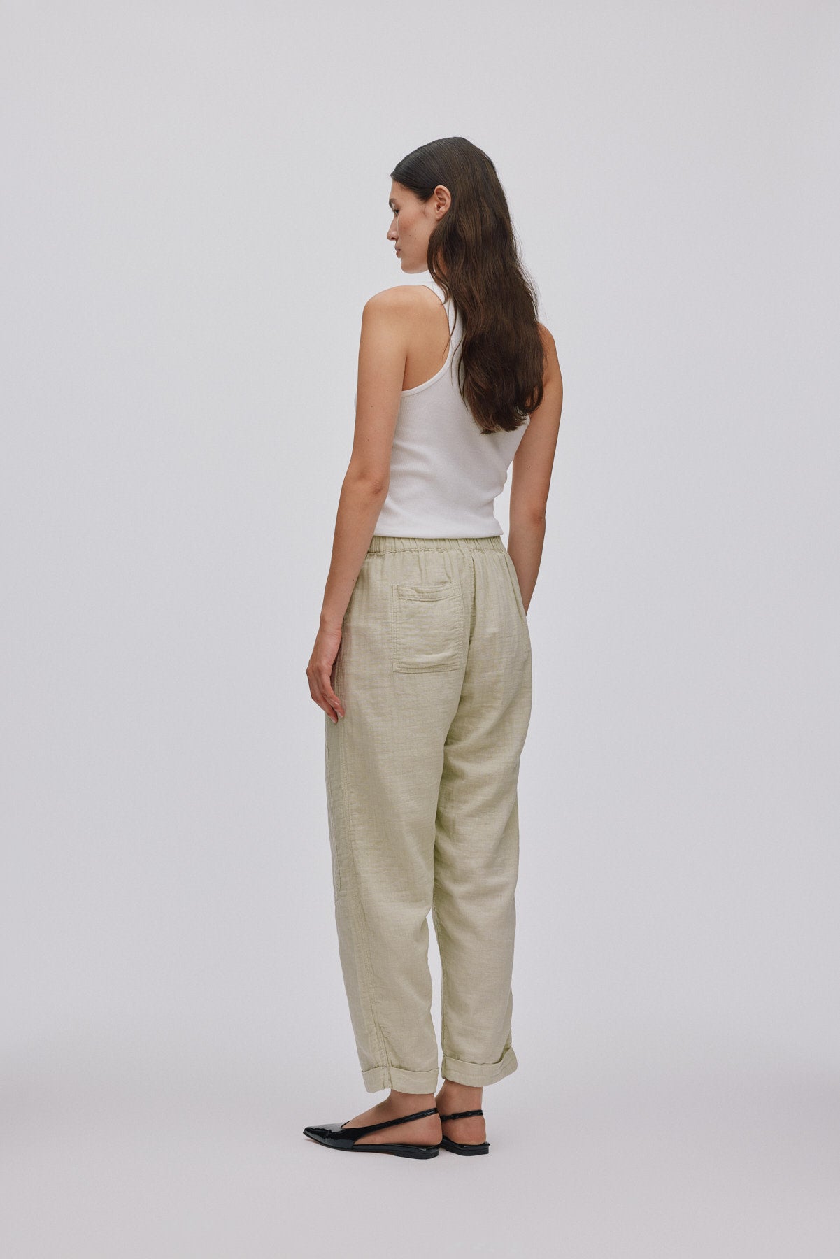 Cotton double knee patch pants - Johanne I Pelican grey