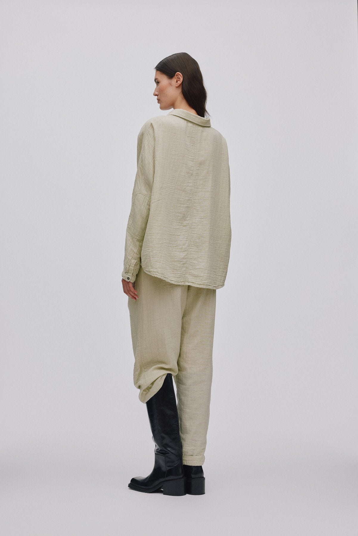 Cotton double knee patch pants - Johanne I Pelican grey
