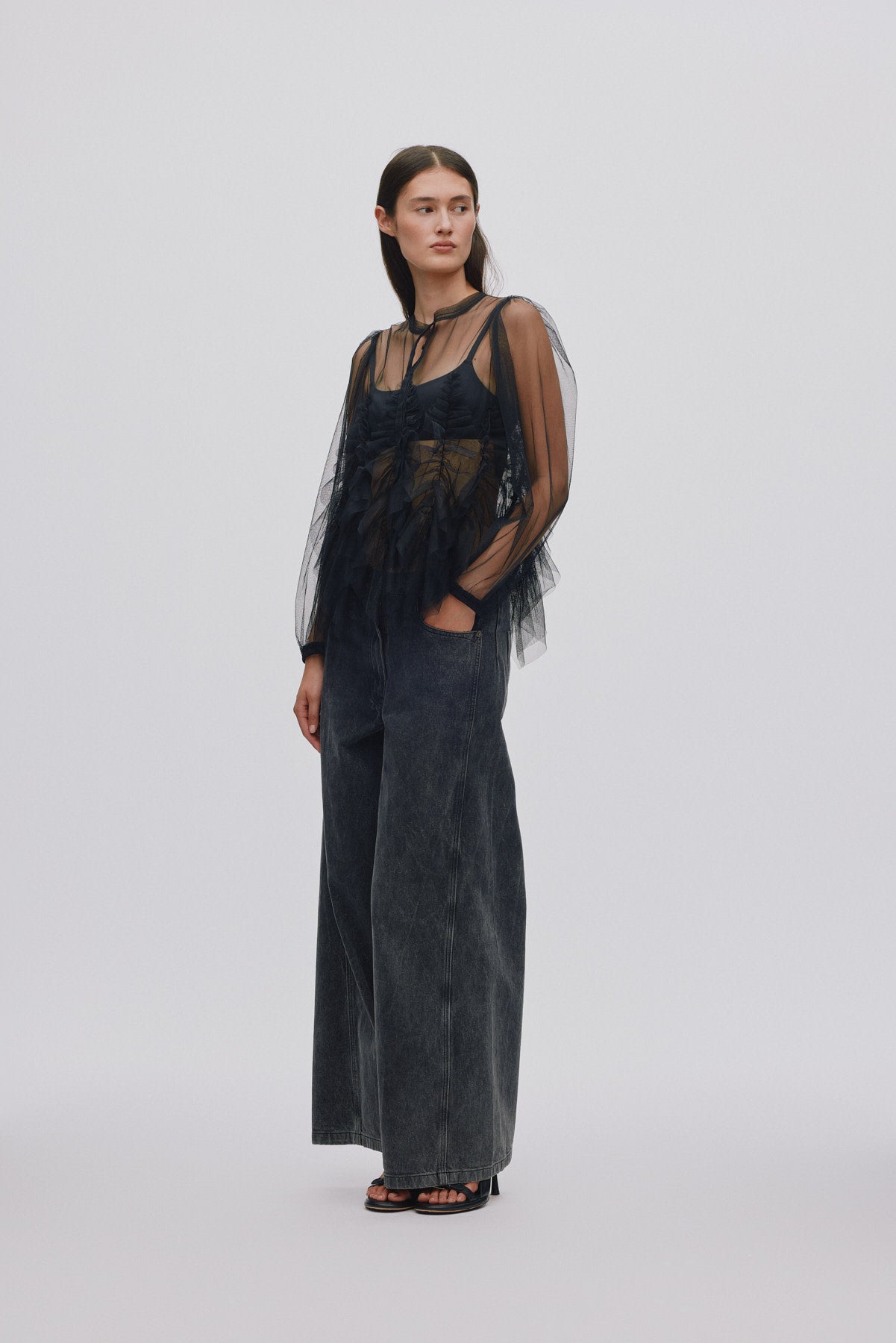 Frilly tulle shirt - Gida I Black