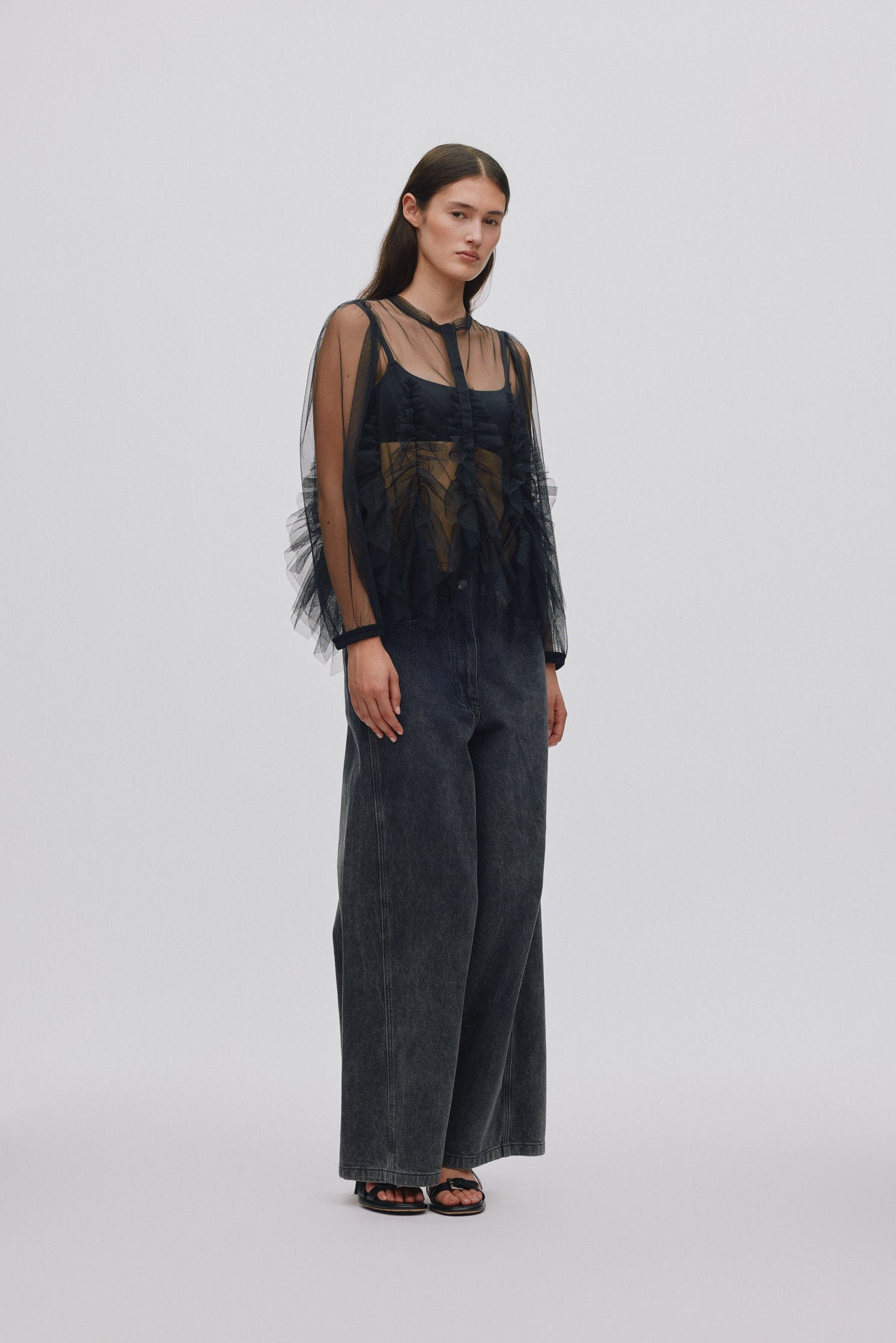 Frilly tulle shirt - Gida I Black