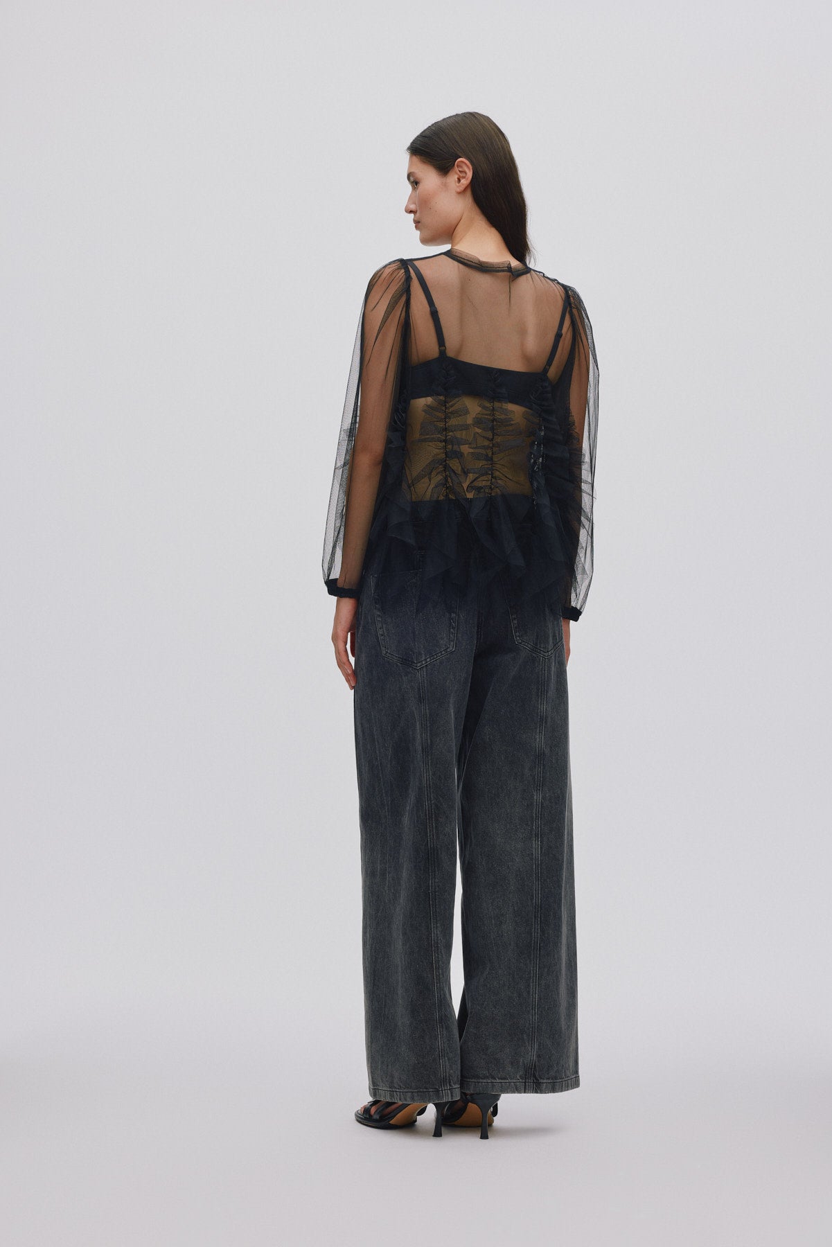 Frilly tulle shirt - Gida I Black