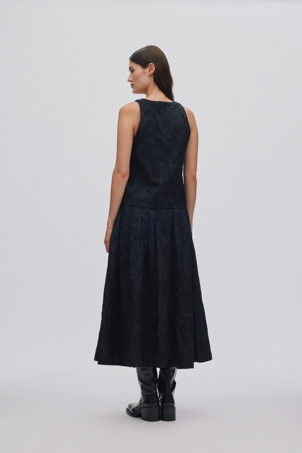 Clipped jacquard full skirt - Bisharo I Pirate black