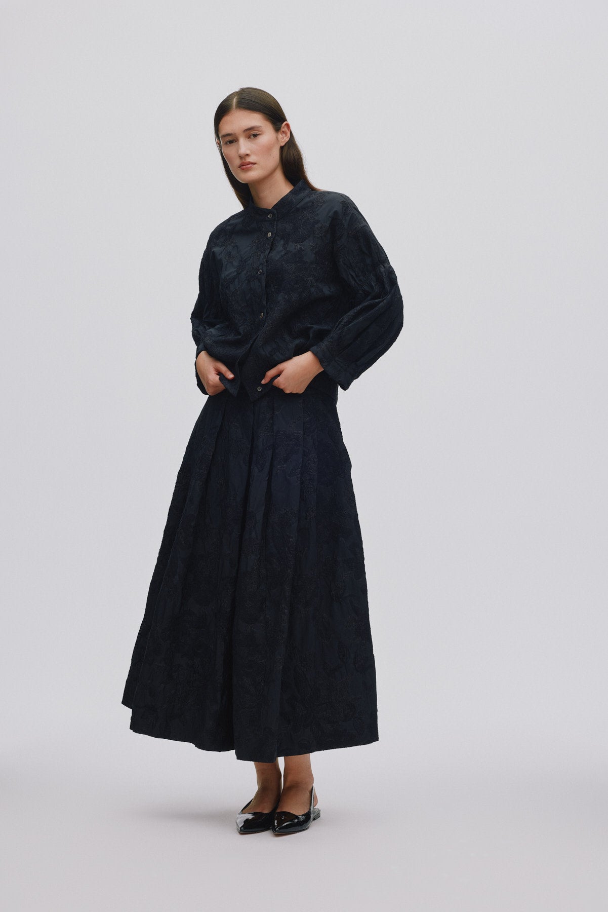 Clipped jacquard shirt jacket - Candie I Pirate black