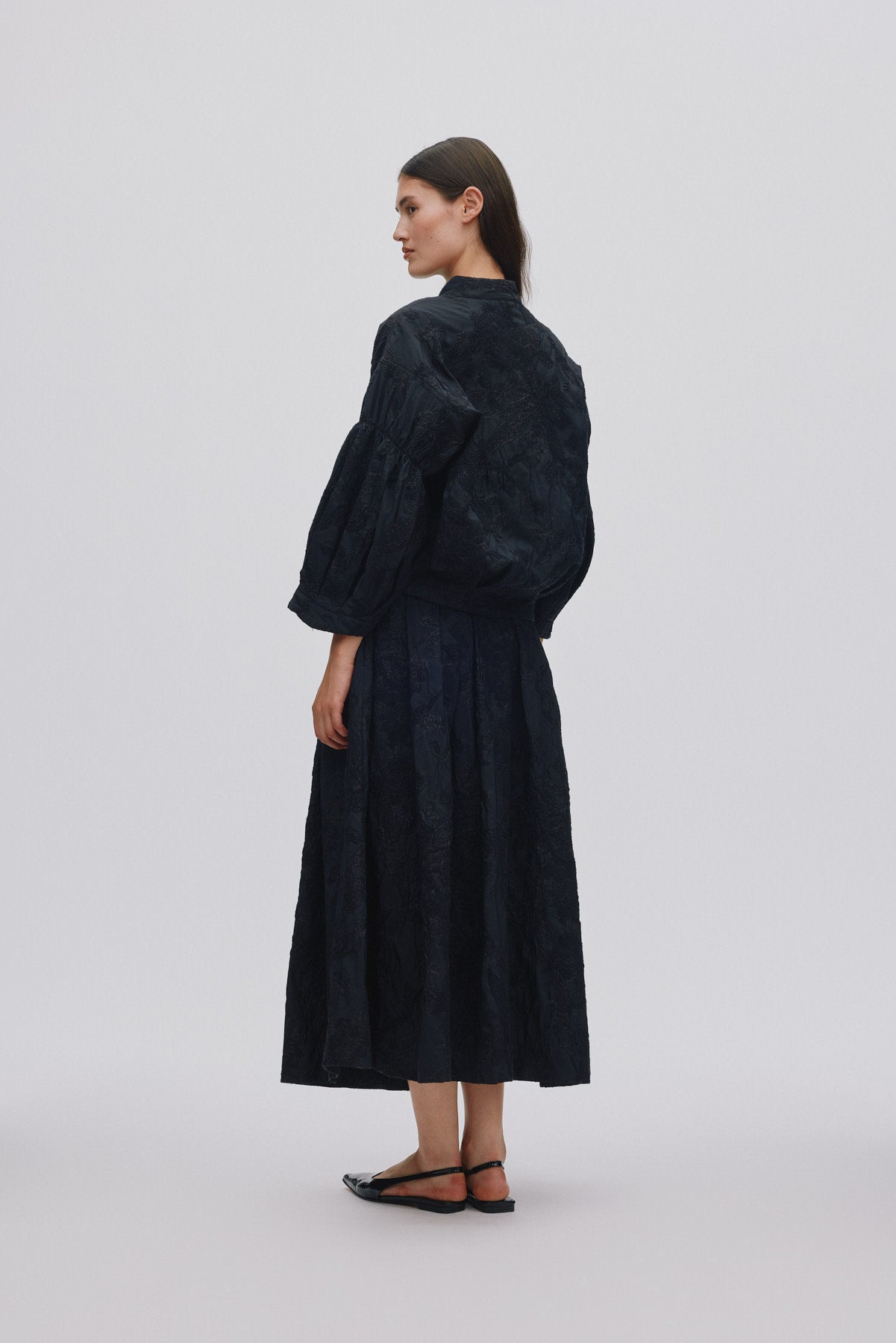 Clipped jacquard full skirt - Bisharo I Pirate black