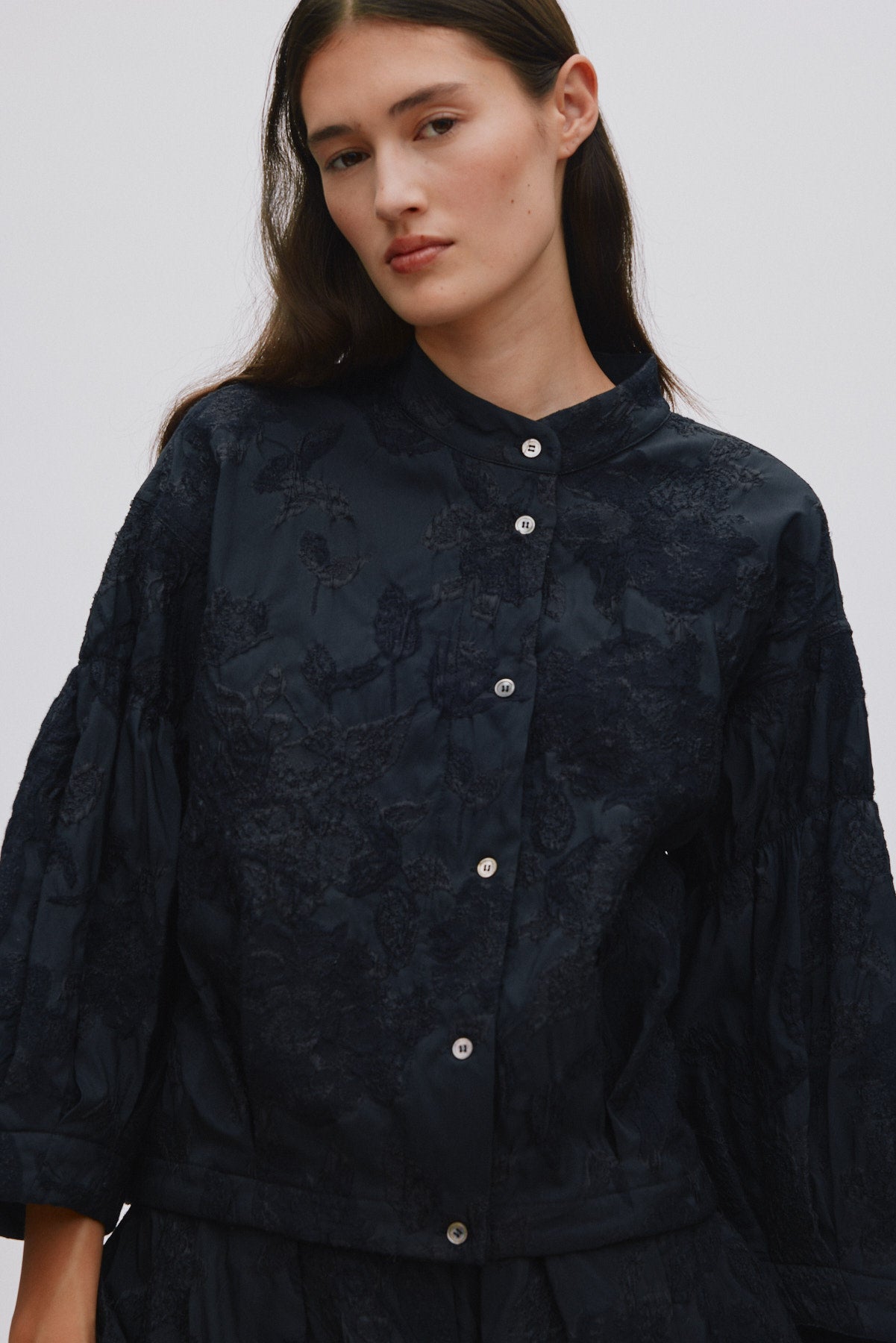 Clipped jacquard shirt jacket - Candie I Pirate black
