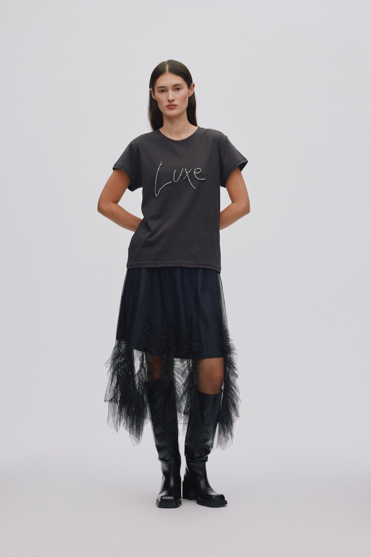 Glenda - Frilly tulle skirt I Black