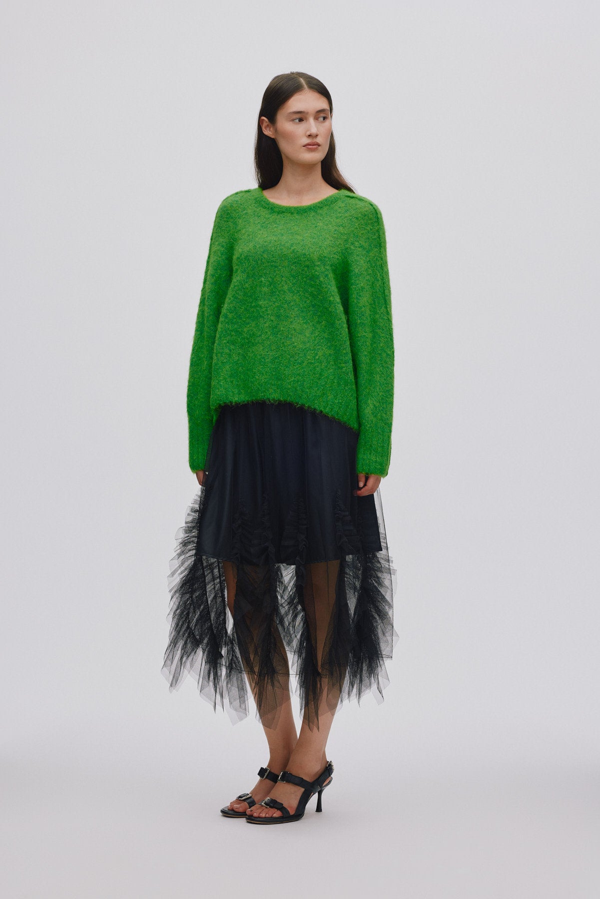 Glenda - Frilly tulle skirt I Black