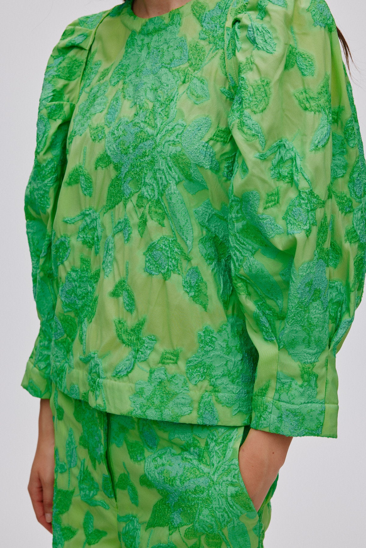 Clipped jacquard blouse - Peyton I Viper green