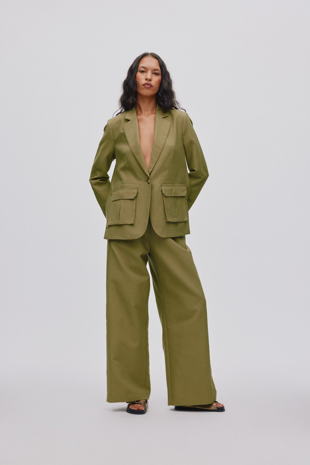 Sabila - Soft tailoring cargo jacket I Pale Khaki