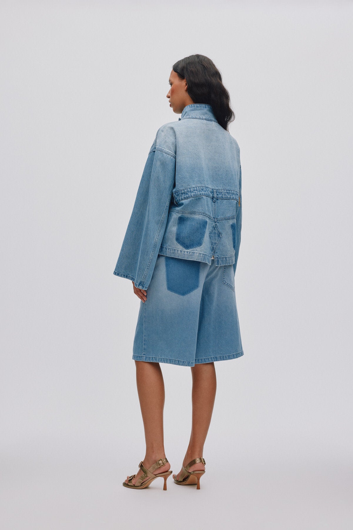 Raha - Light denim wide shorts I Light washed denim