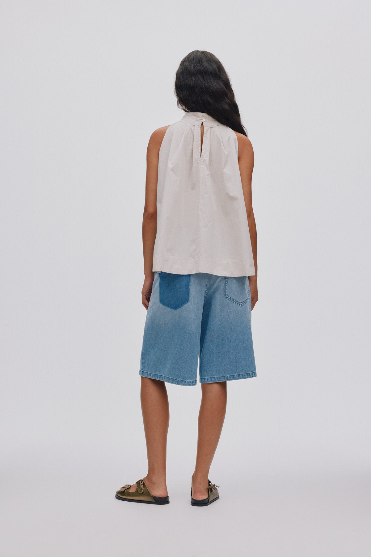 Annia - Poplin full top I Faded black