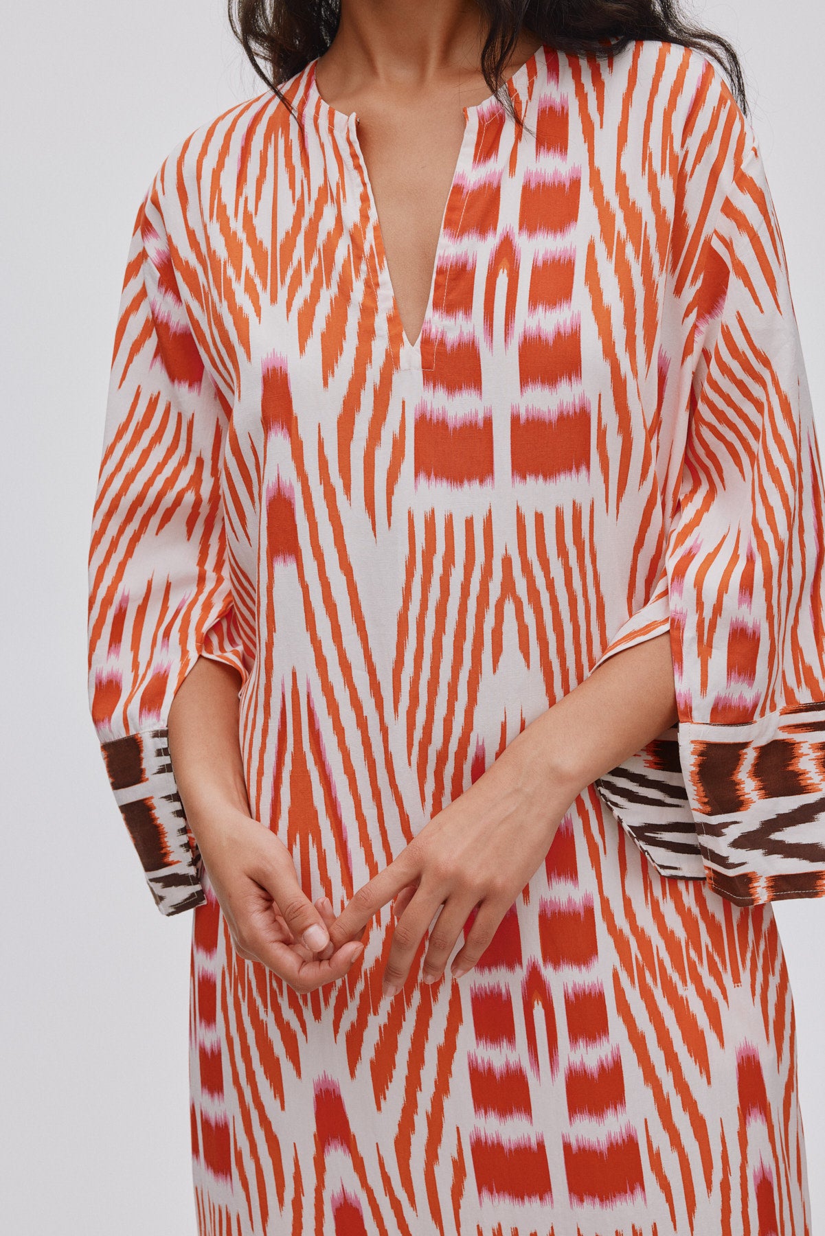 Karimalou - Ikat combo kaftan I Forest pink sand & citrus combo