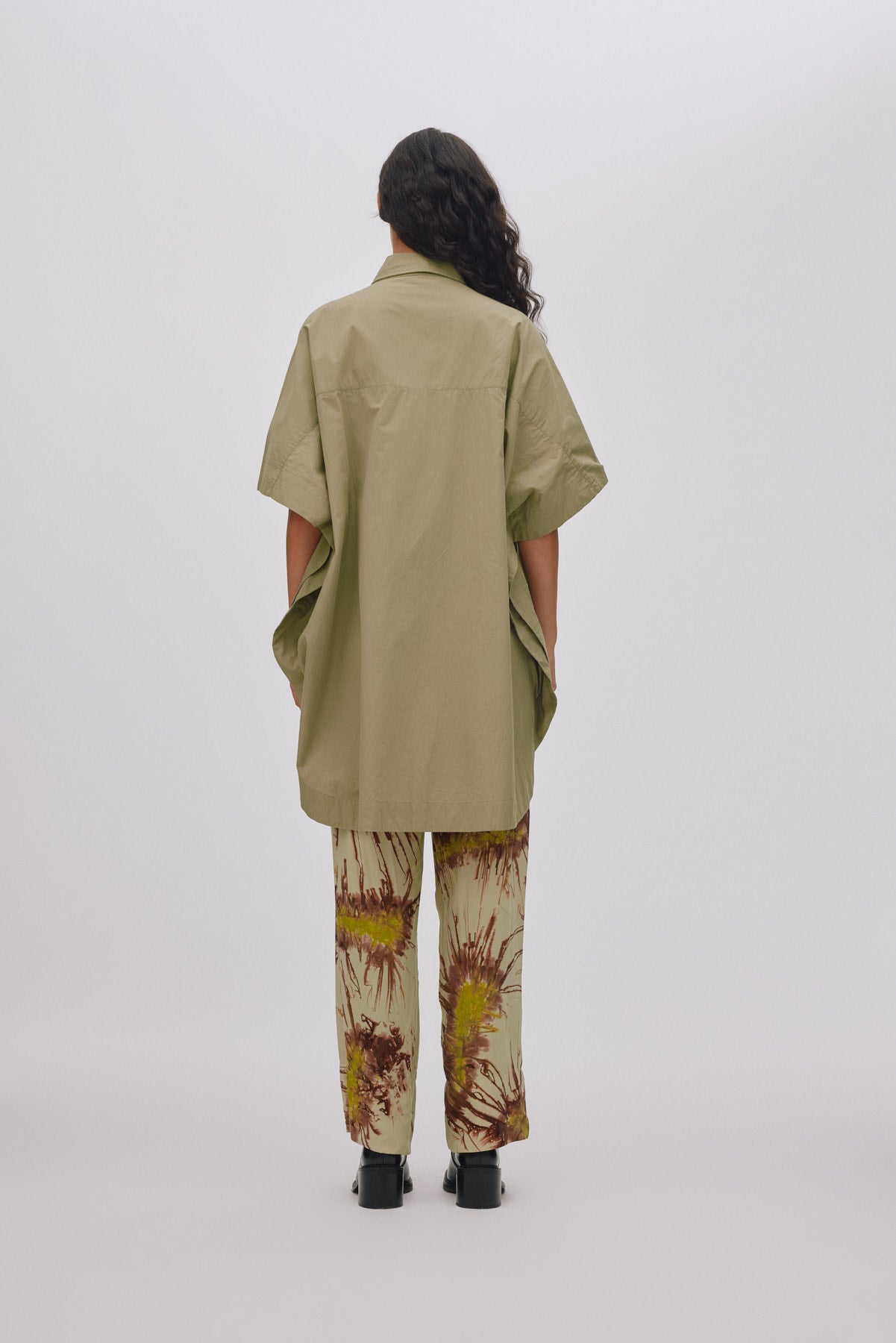 Berta - Poplin curved hem shirt dress I White