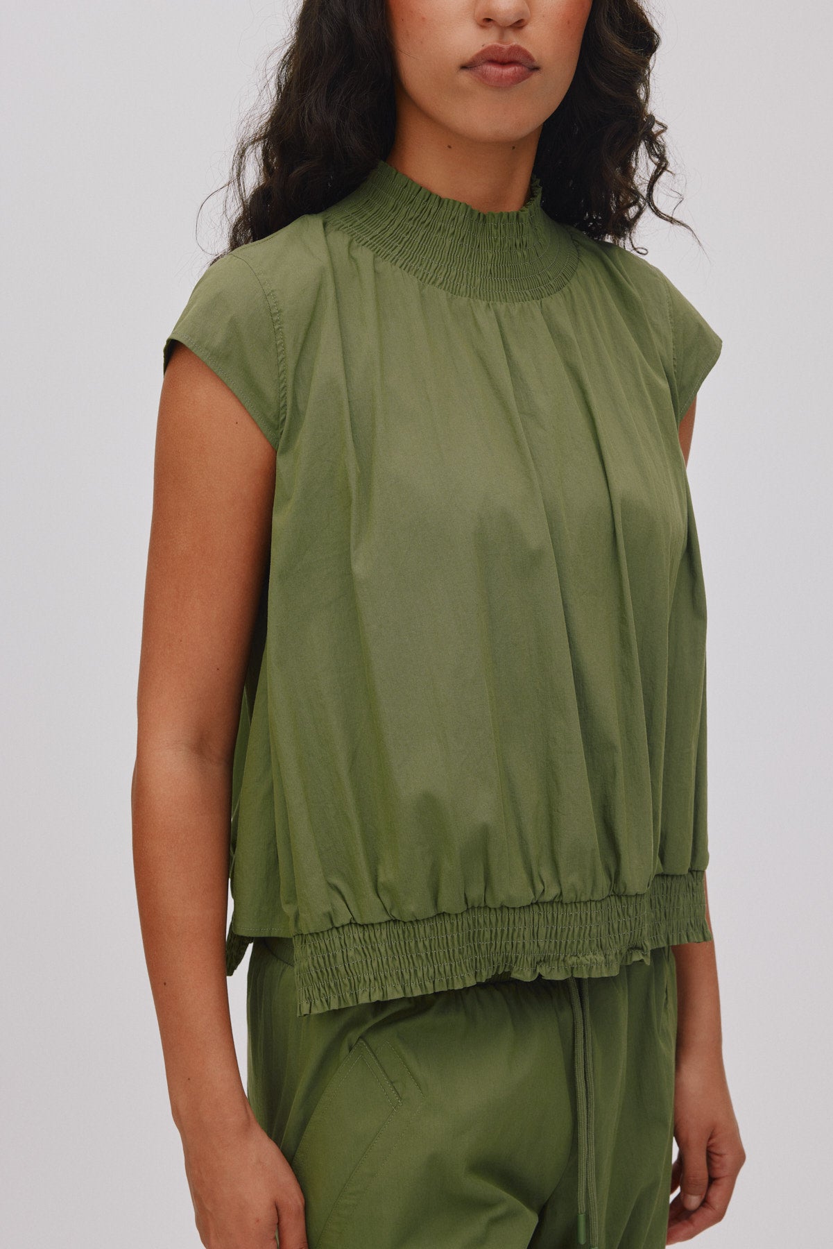 Dori - Papery shirring top I Shadow