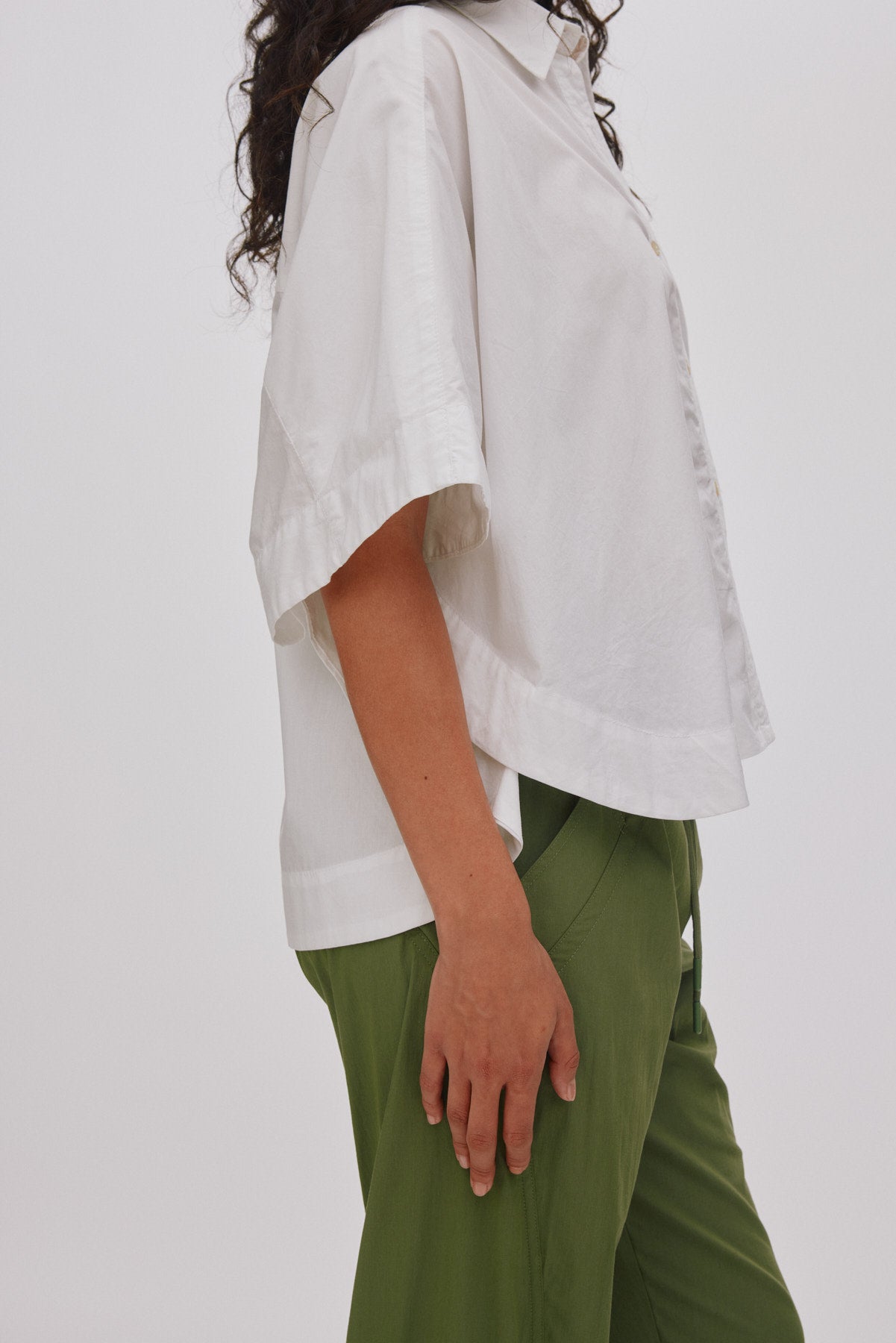 Berte - Poplin curved hem shirt I Soft rose