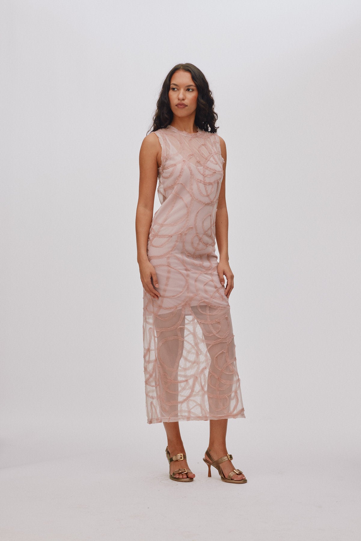 Vita - Scribble long dress I Blush