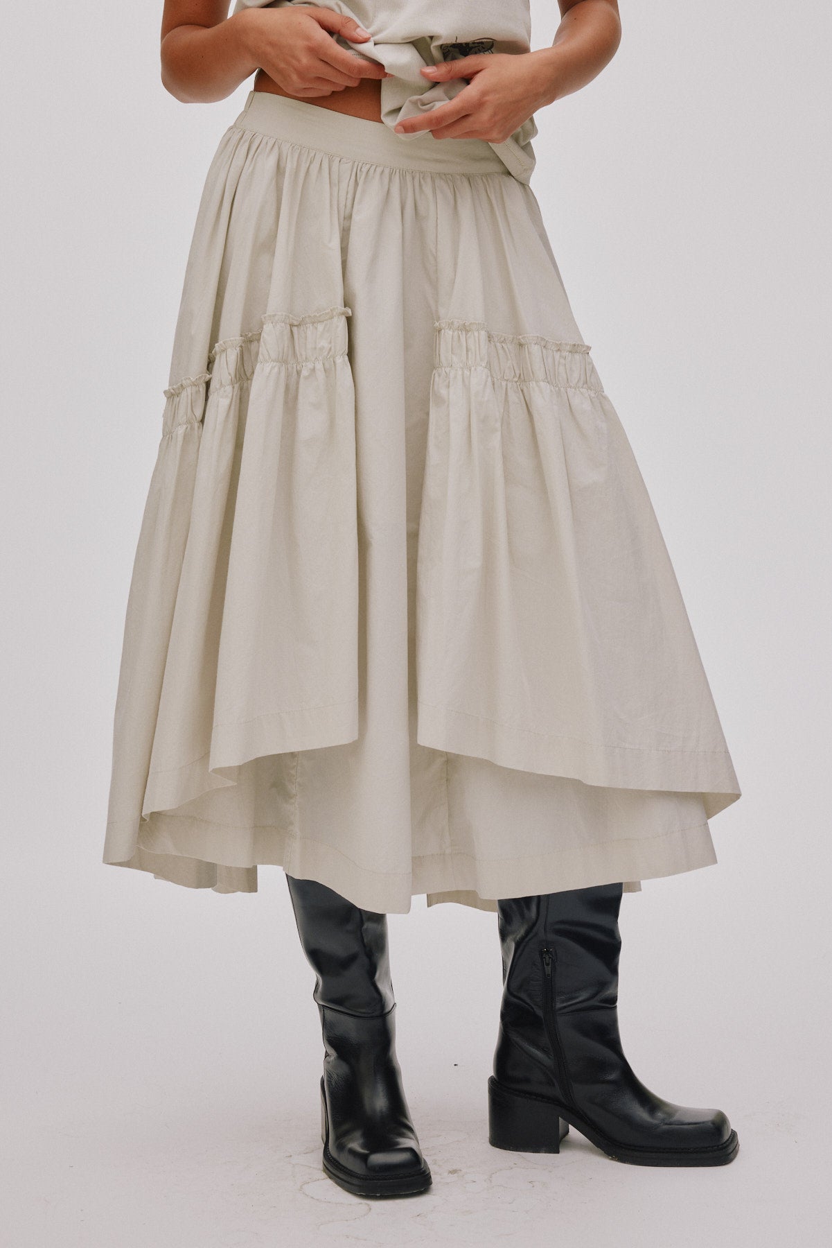 Brigida - Poplin full skirt I Faded black