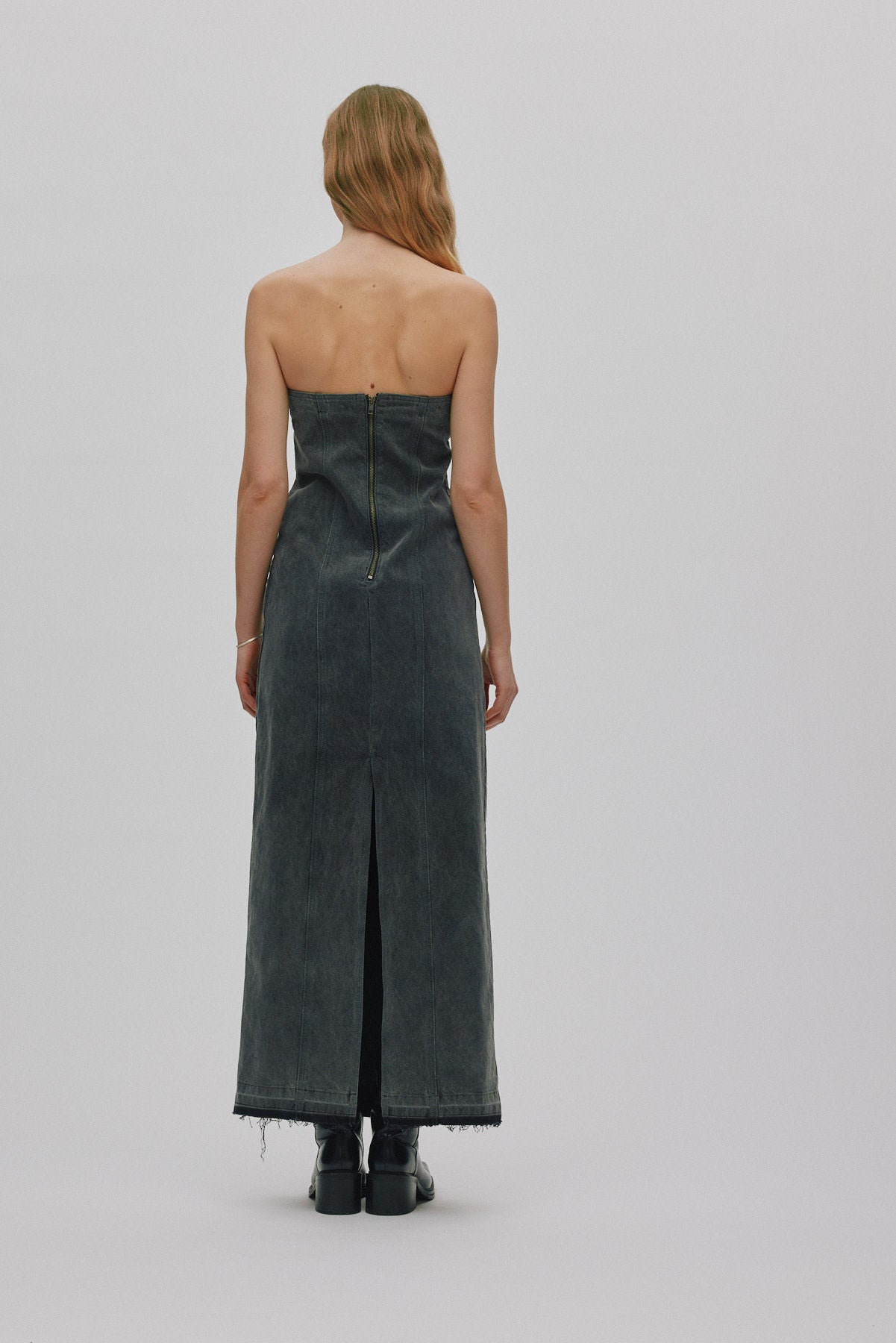 Anizette - Grey denim fitted dress I Washed grey