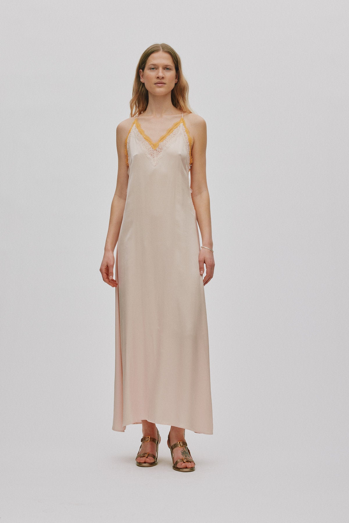 Chefira - Contrast lace camisole dress I Light rose