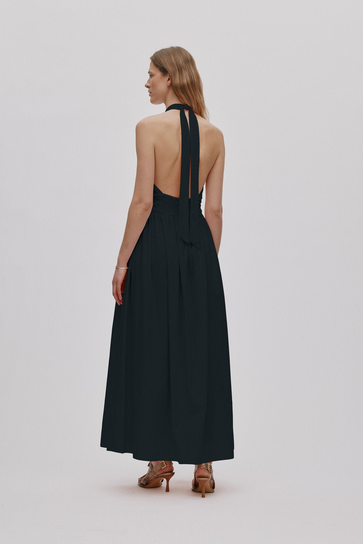 Izette - Poplin halter dress I Black