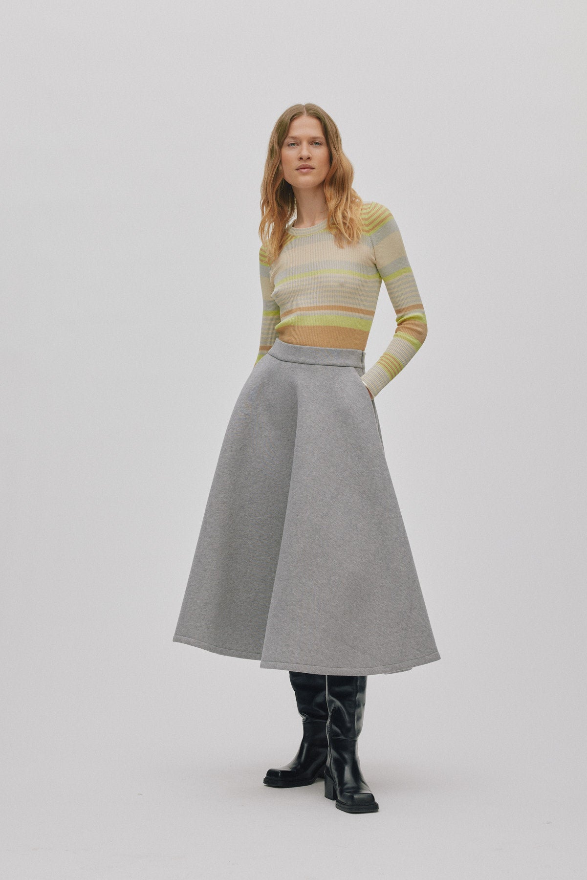 Bisharo - Varsity full skirt I Grey melange
