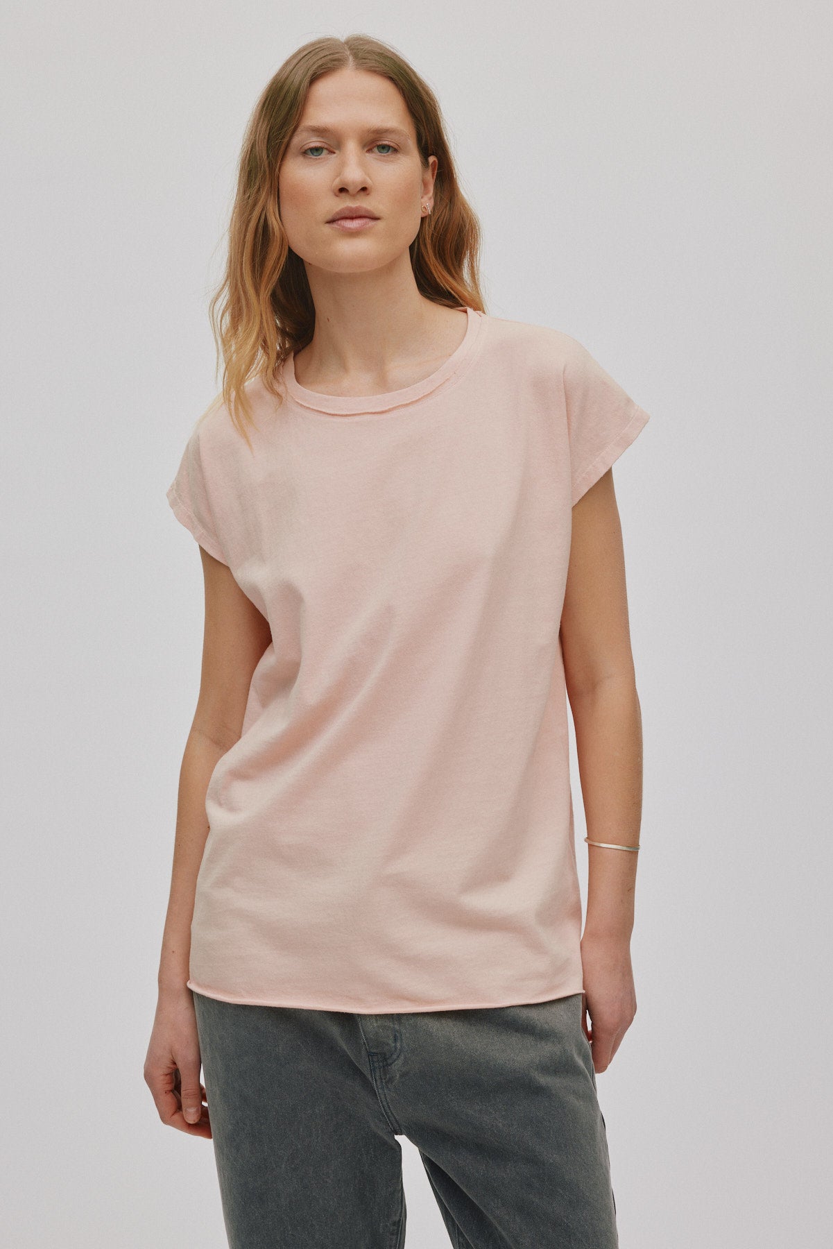 Anira - Vintage jersey boxy tee I Powder