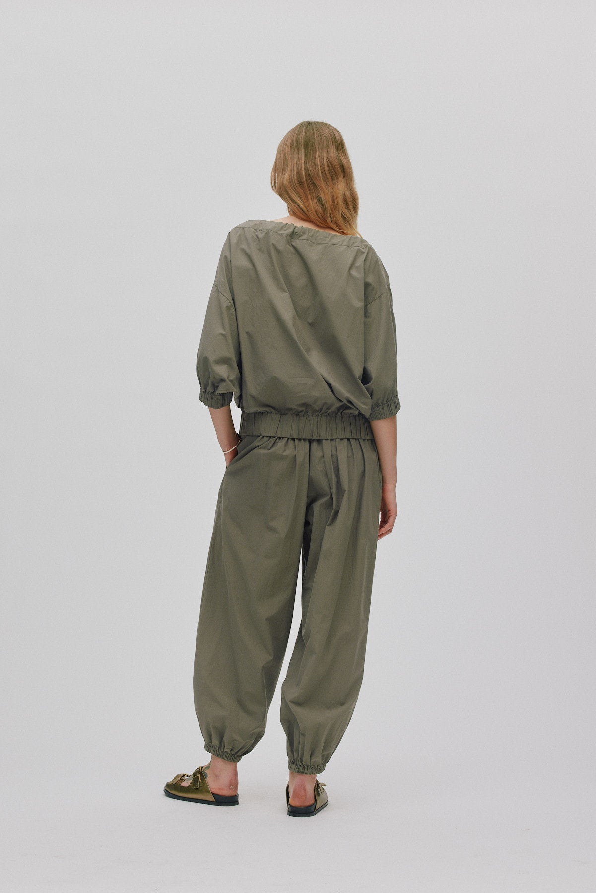 Ingefred - Poplin gathered top I Asphalt