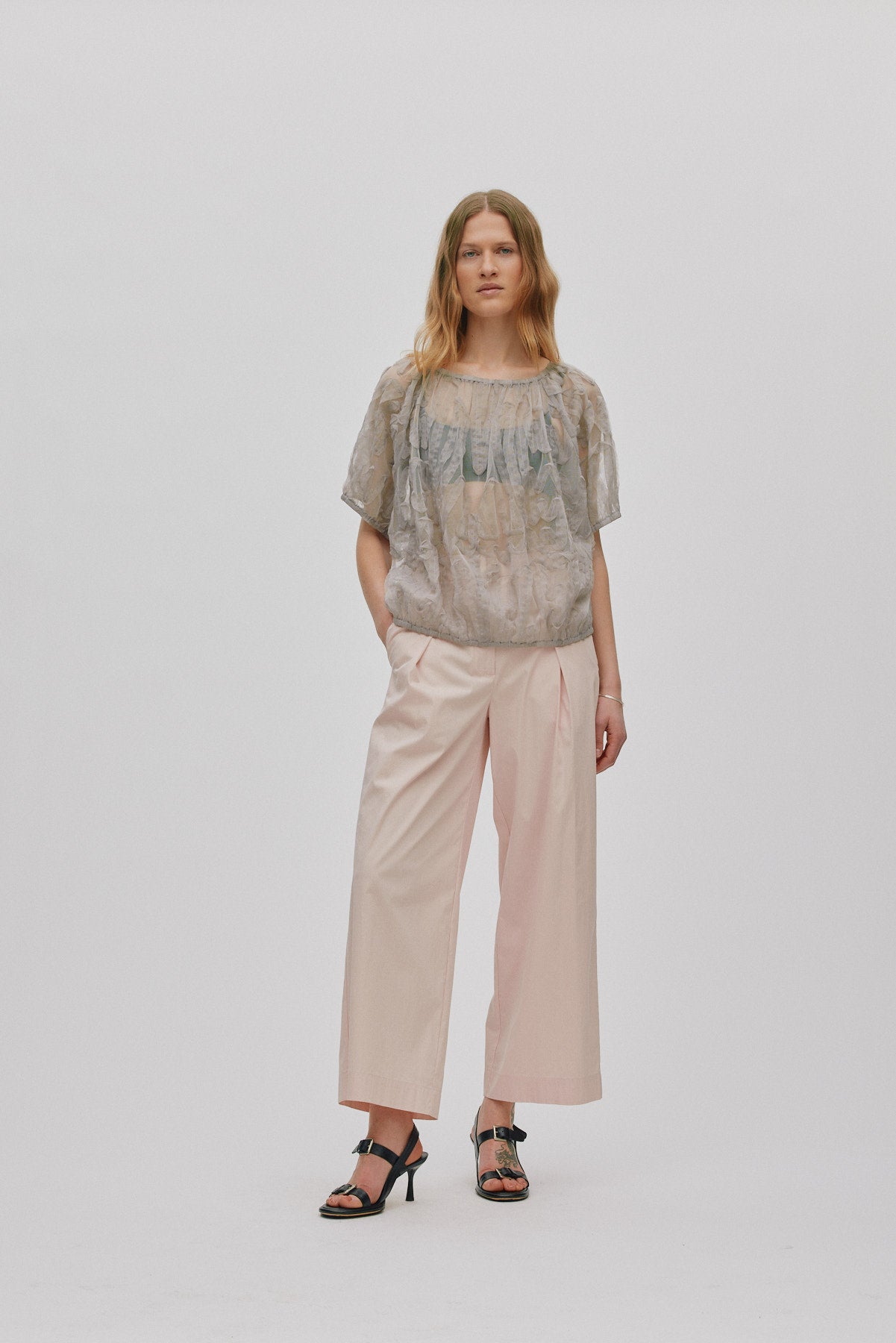 Delva - Splash netting elasticated top I Silver grey