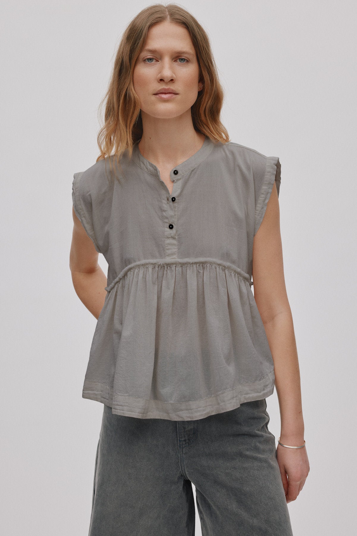 Deona - Cotton blouse I Cement