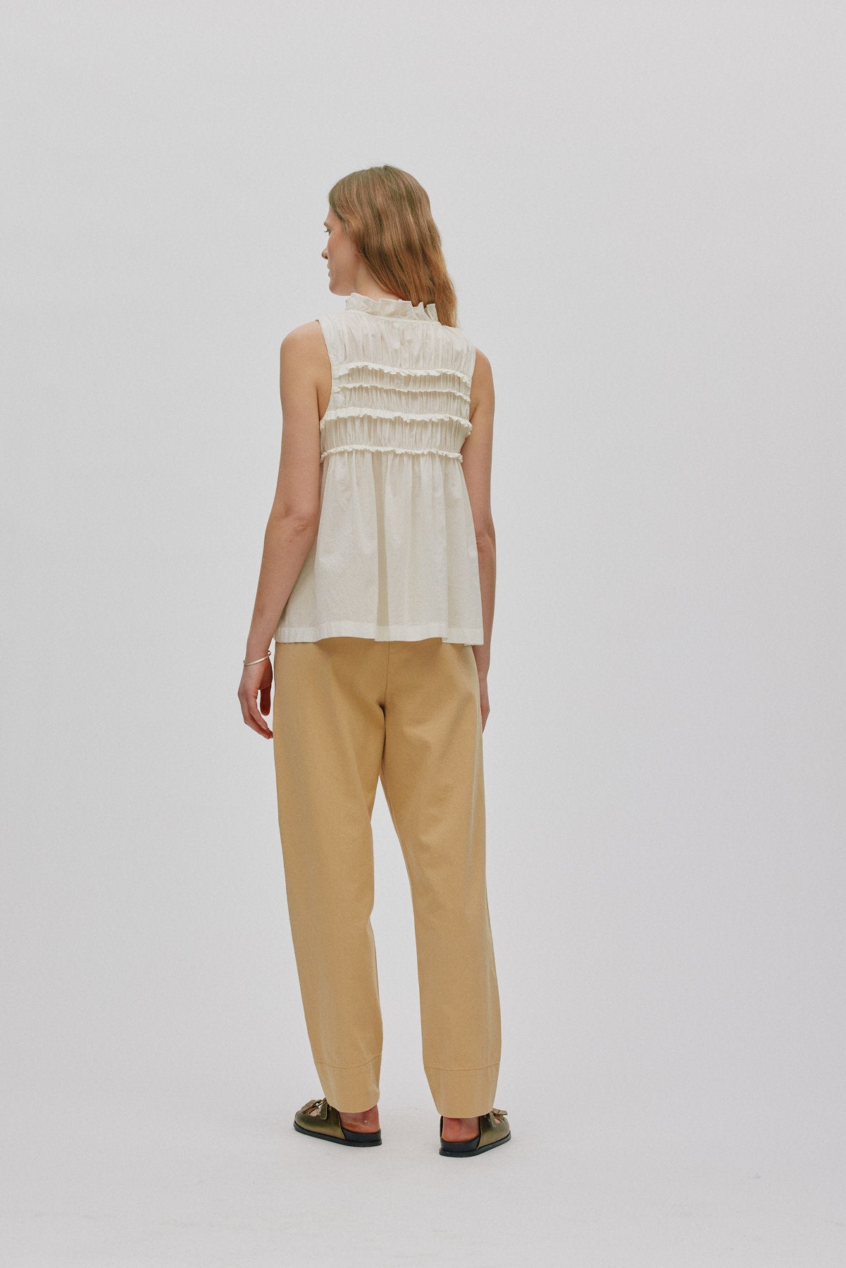 Pia - Voile frill halter top I Chalk