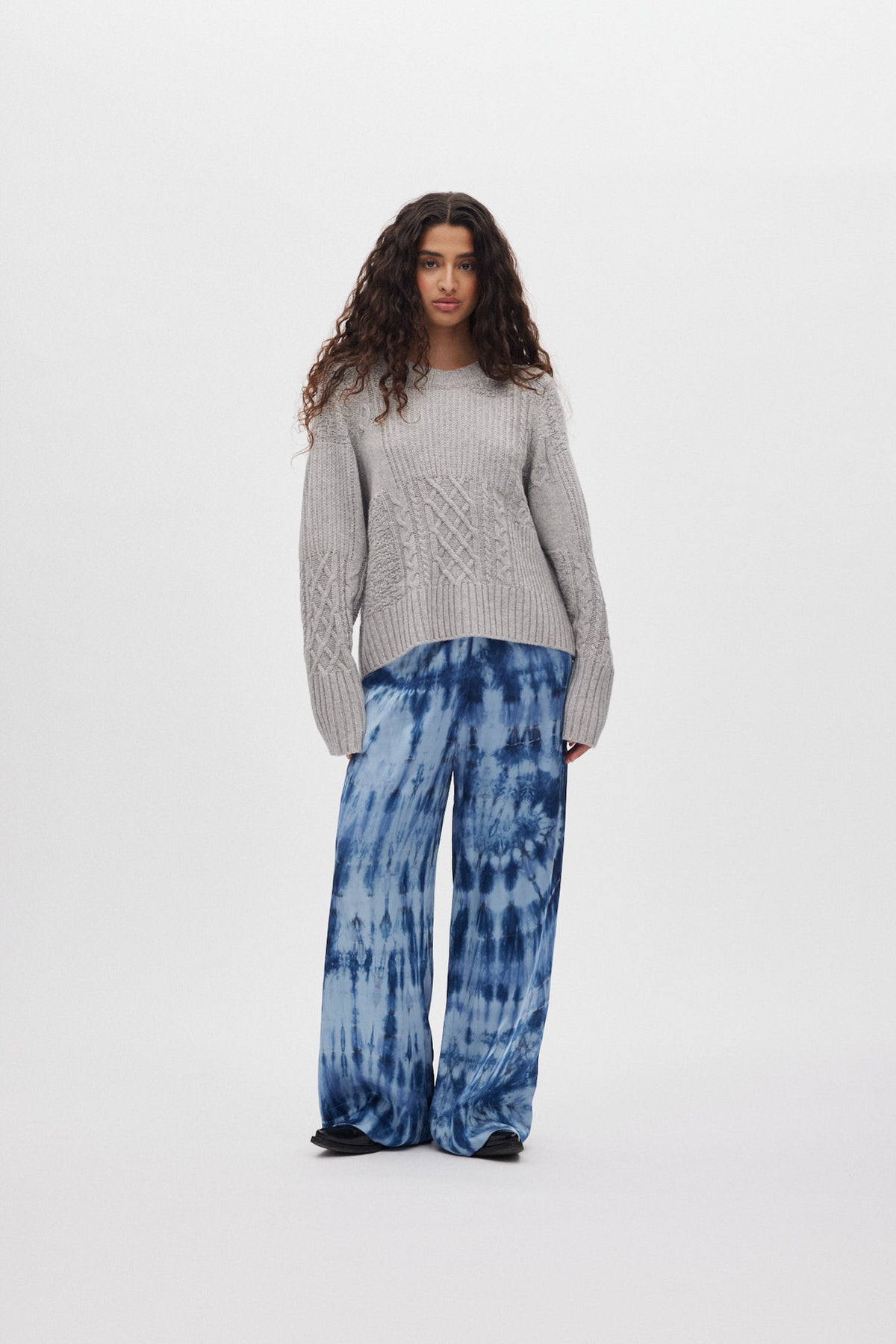 Briana - Lava pleat wide pants I Blue combo