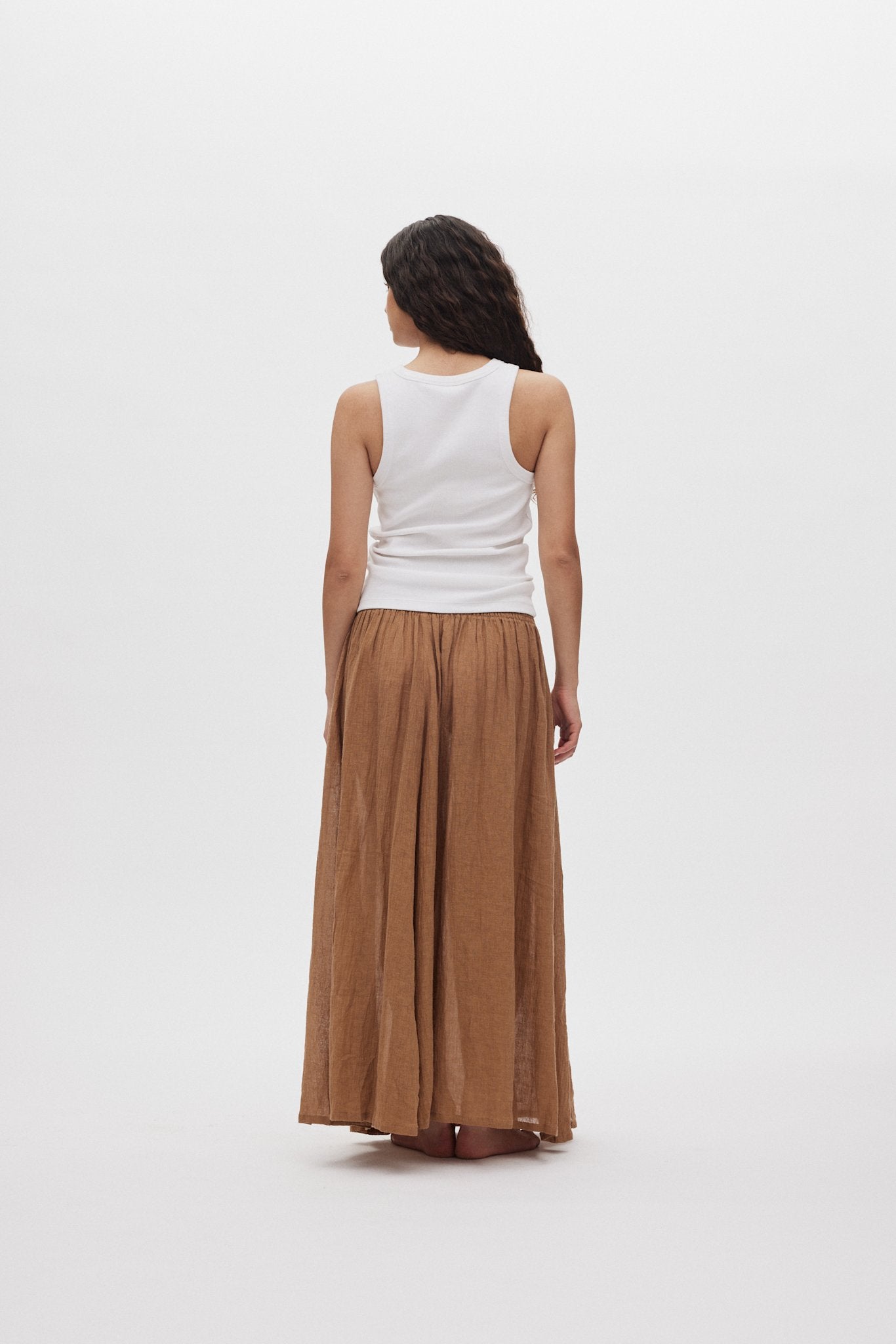 Jumana - Crinkled flared skirt I Walnut