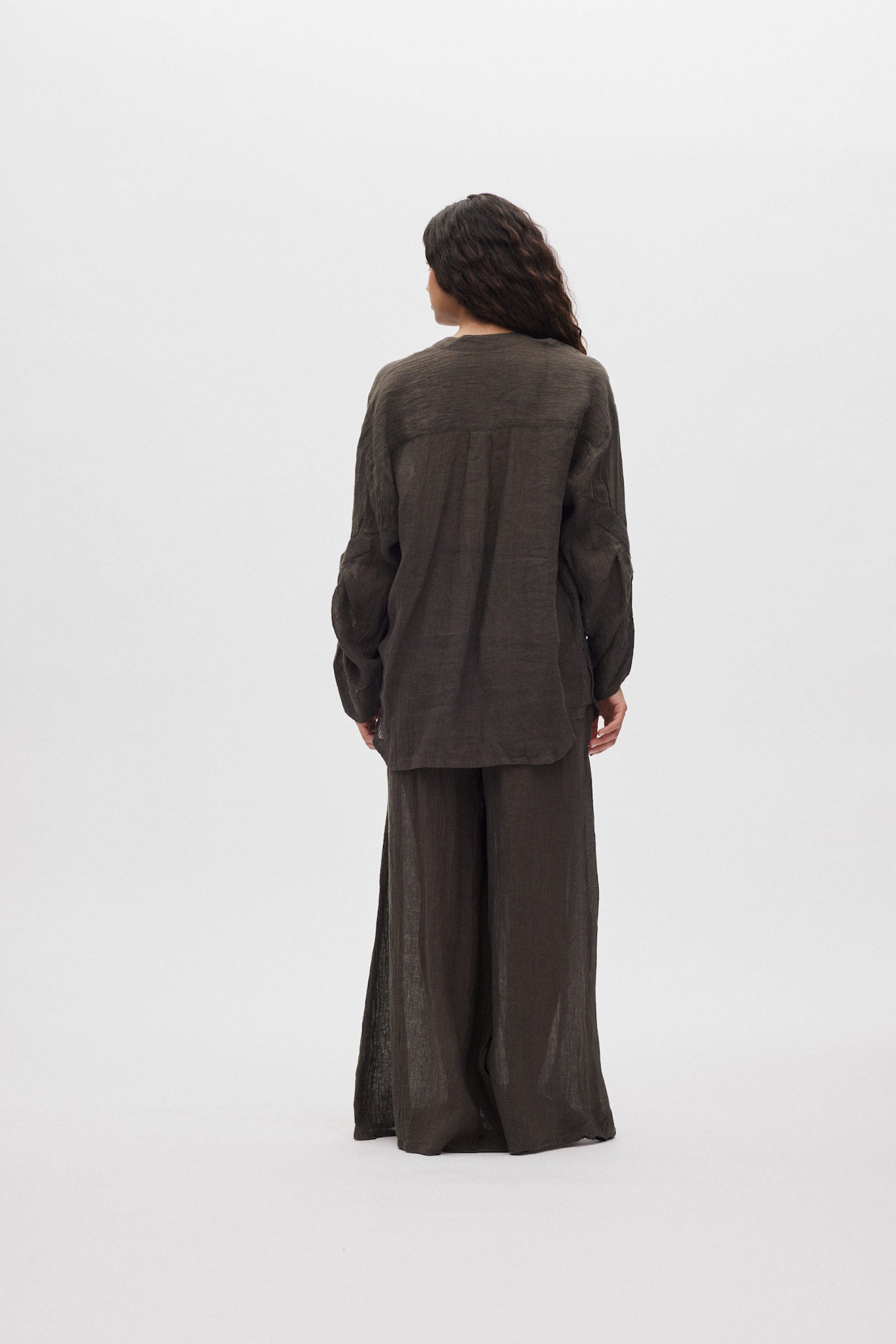 Karam - Crinkled wide leg pants I Faded black