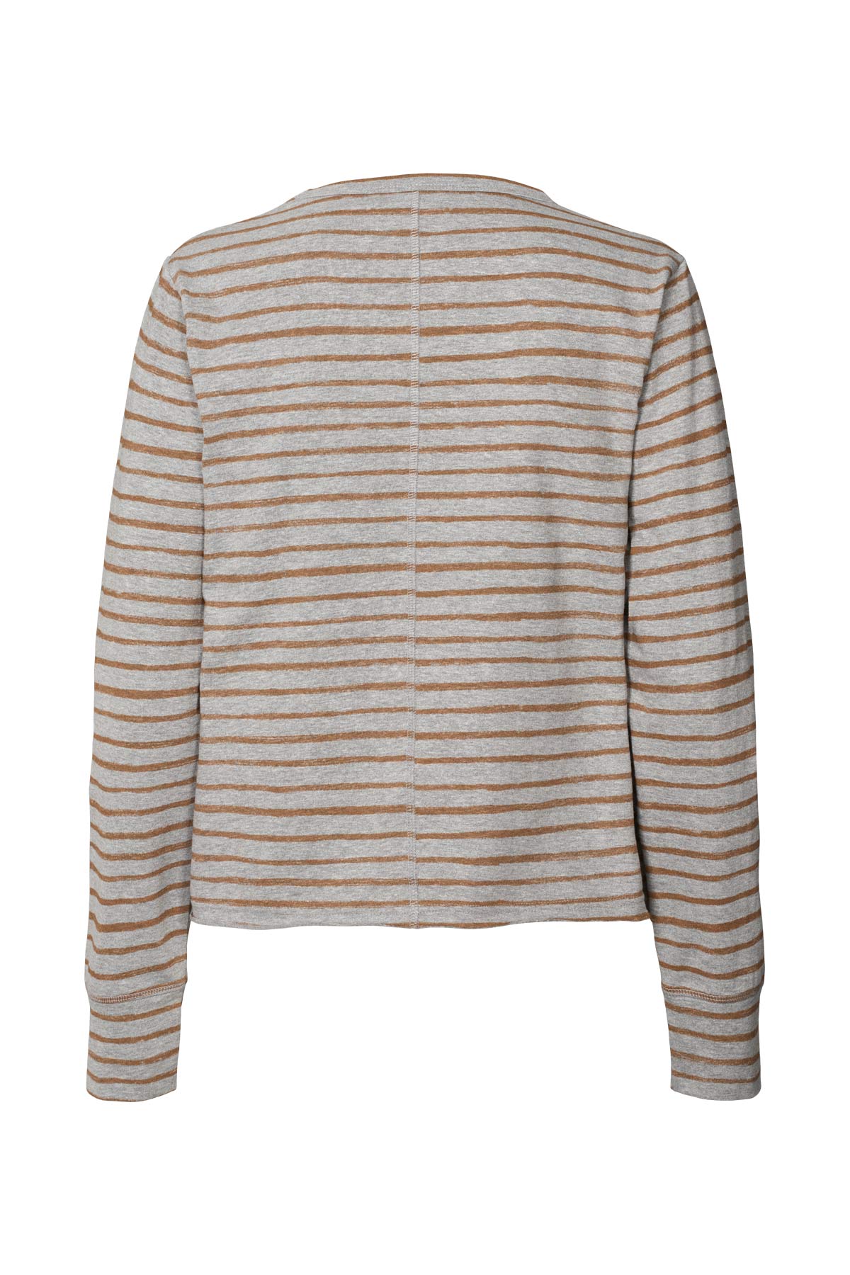 Hila - Light stretch crew neck top I Grey honey stripe