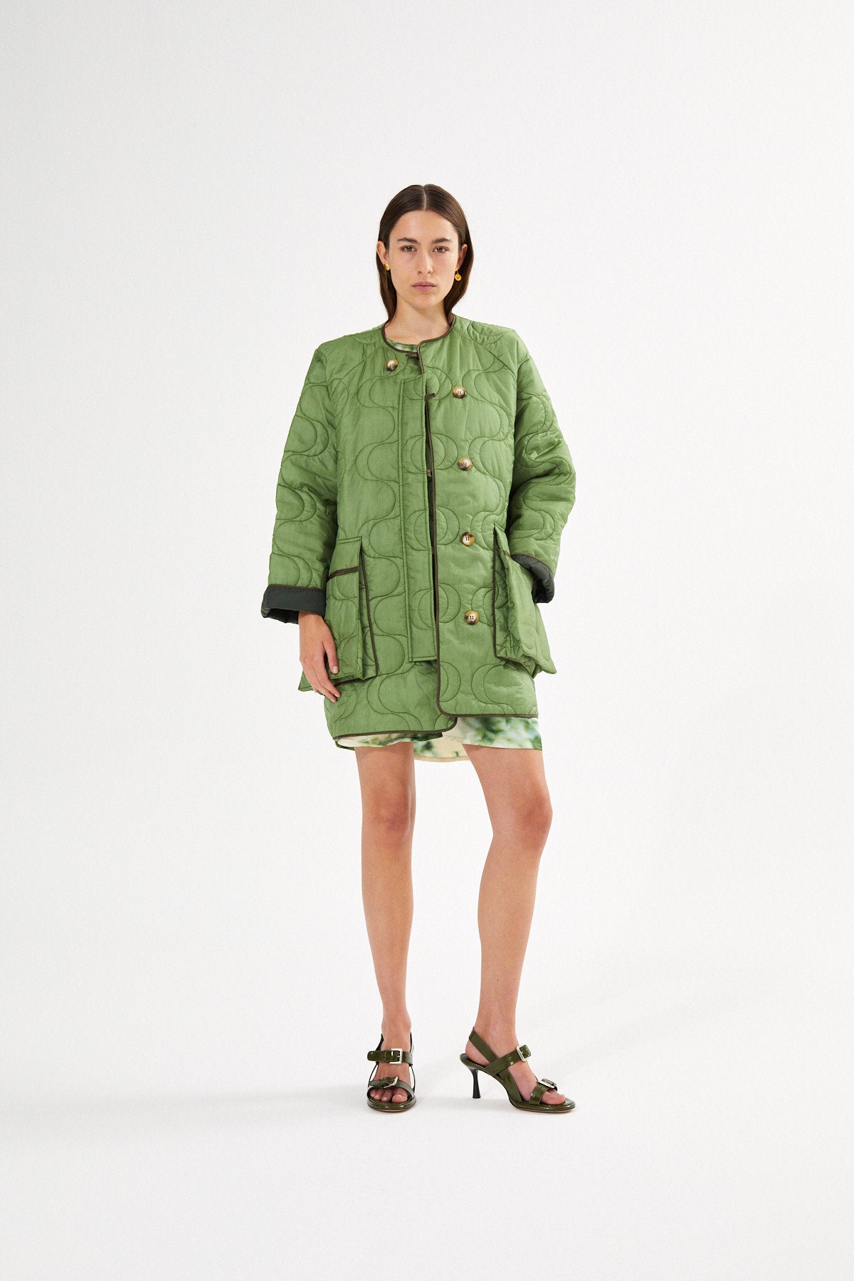PreLoved Rahlin - Pastel quilt coat I Stone green - XS