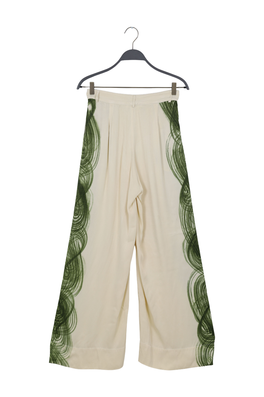 PreLoved Swirl pleat wide pant - Briana I Olive chalk combo - XS