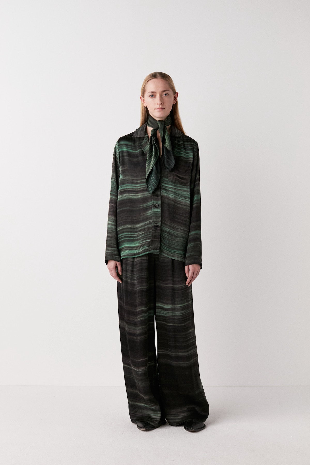 PreLoved Briana - Shadow pleat wide pant I Forest combo - XS