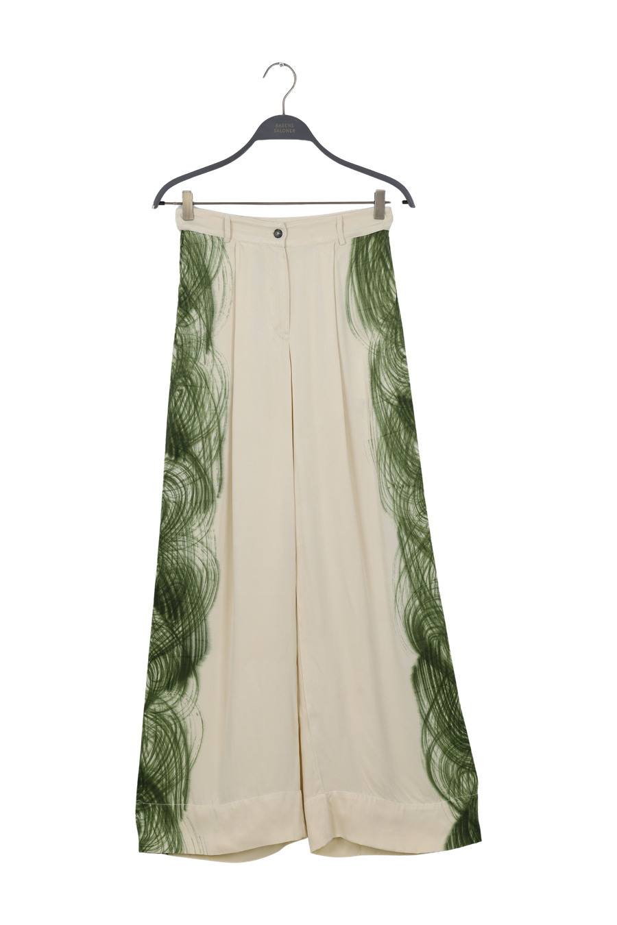 PreLoved Swirl pleat wide pant - Briana I Olive chalk combo - XS
