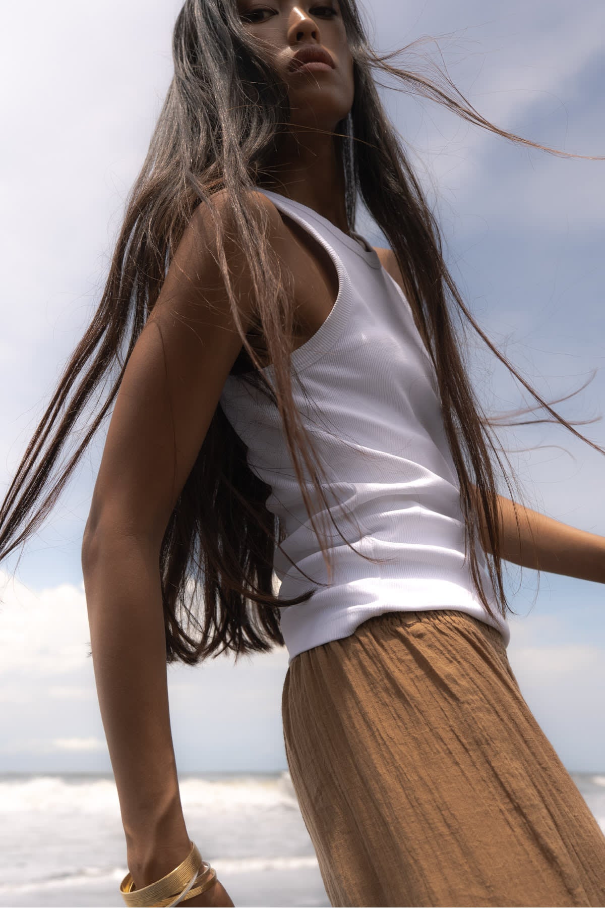 Nelle - Rib jersey tank I White