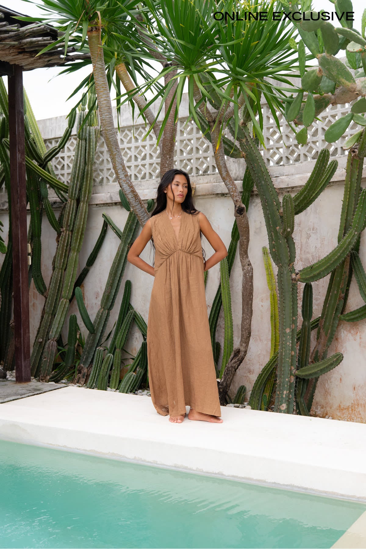 Kimber - Crinkled dress I Walnut