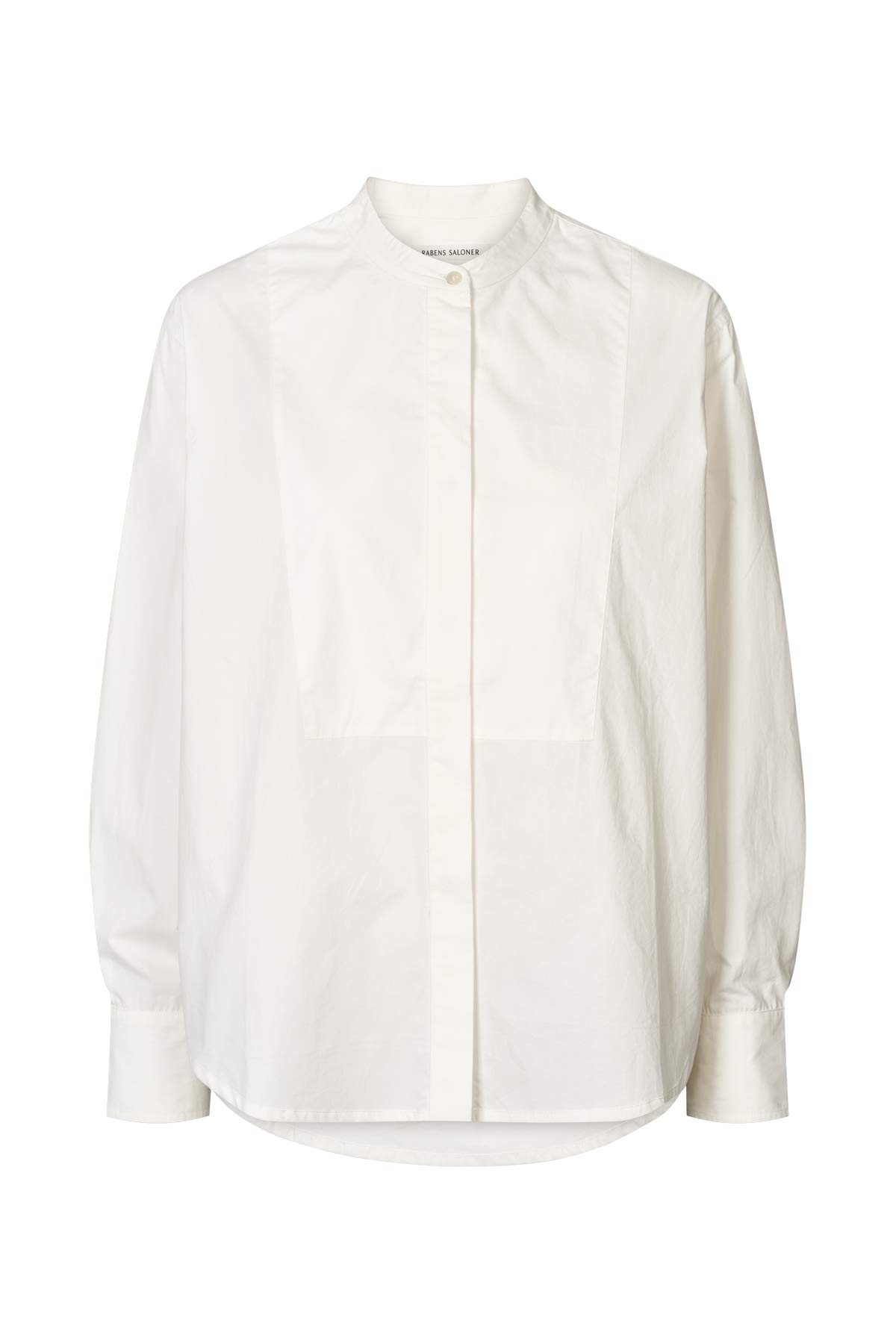Sunny - Crisp cotton bib front shirt I White