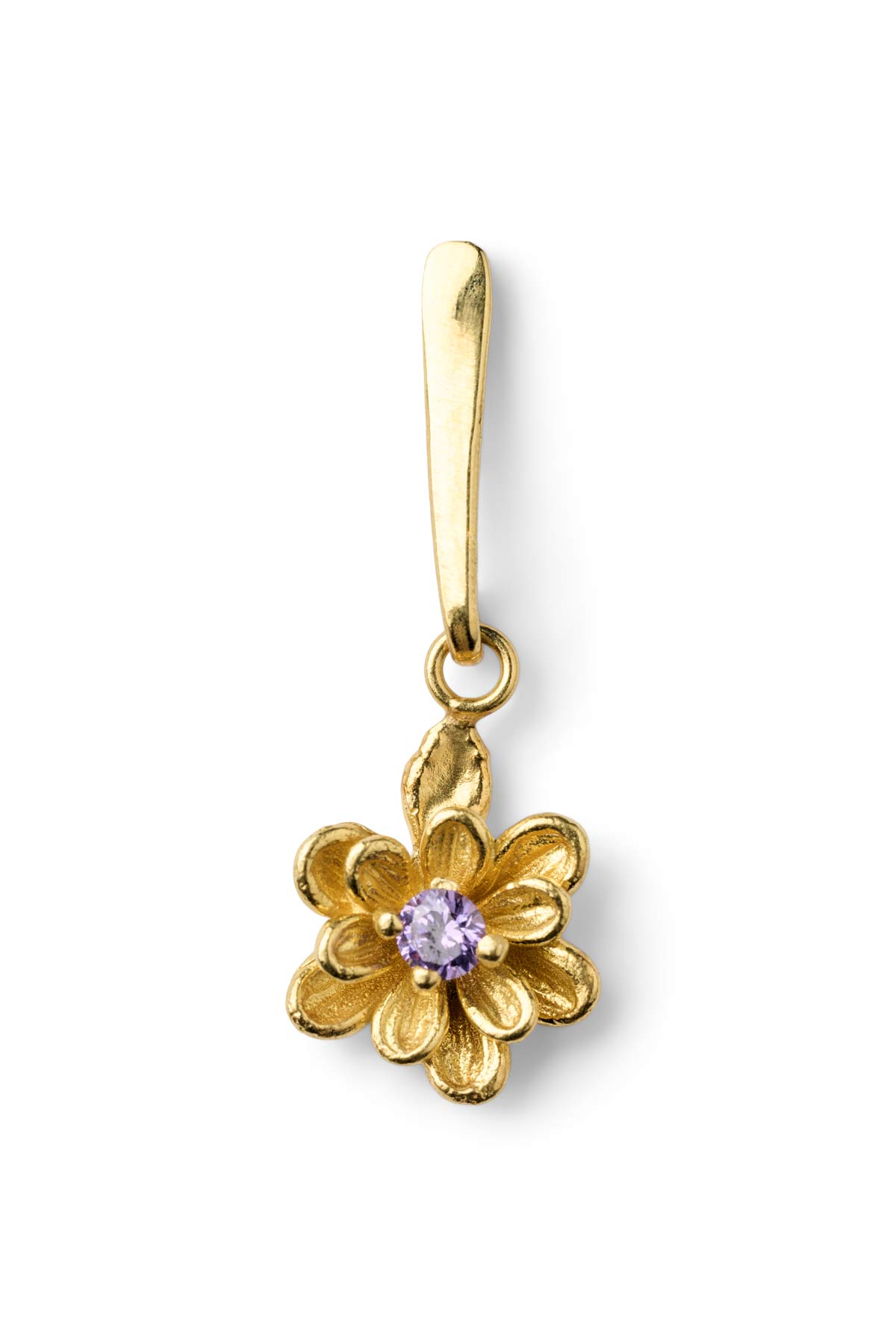 Stem Flower Stud - Nafsu I Gold w/ purple stone