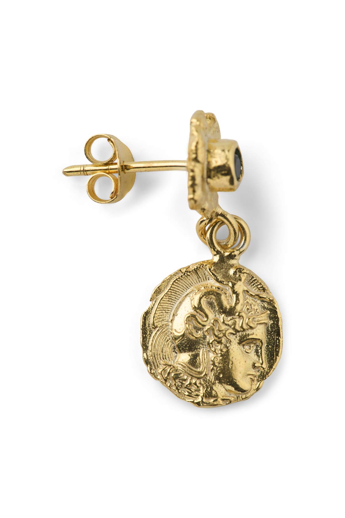 Coin Earring - Nafsu I Gold w/ Green Stone