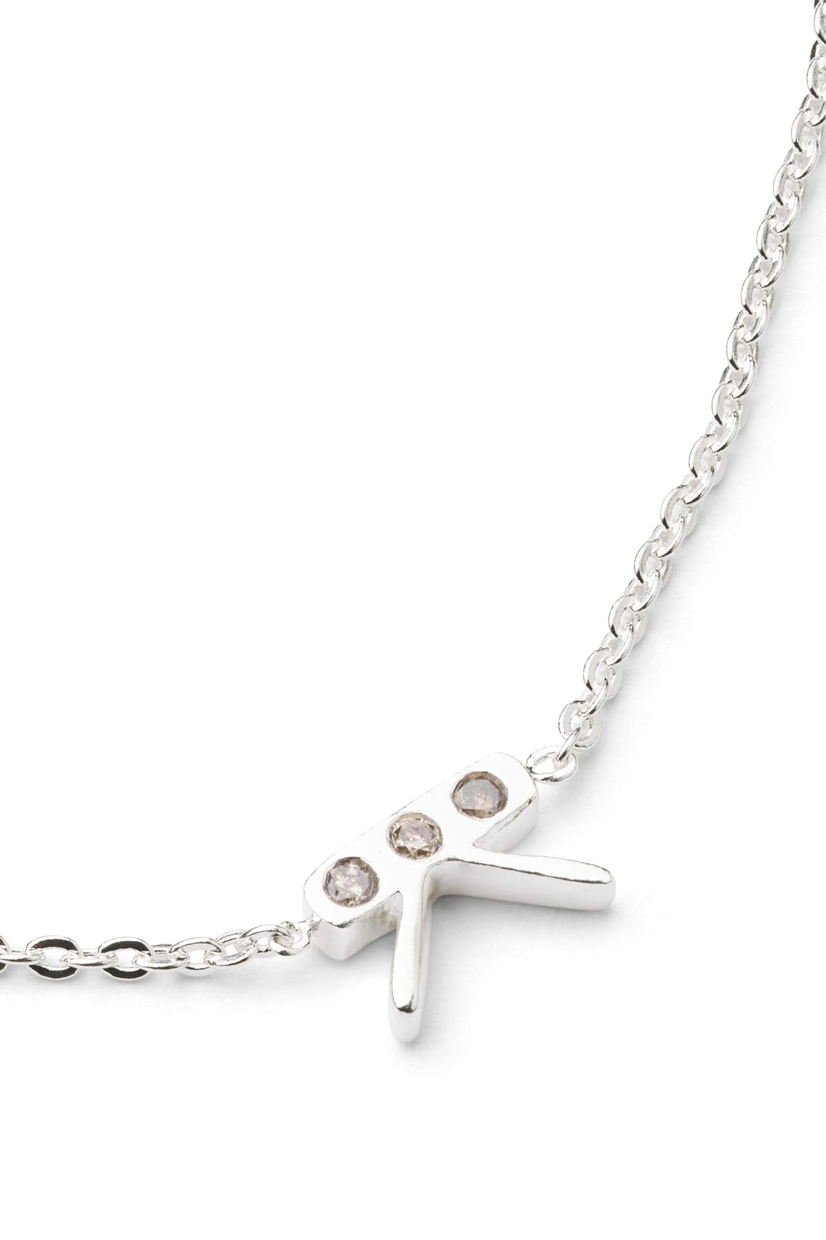 Diamond letter necklace - Rabens Momento I Silver w/ Champagne diamond