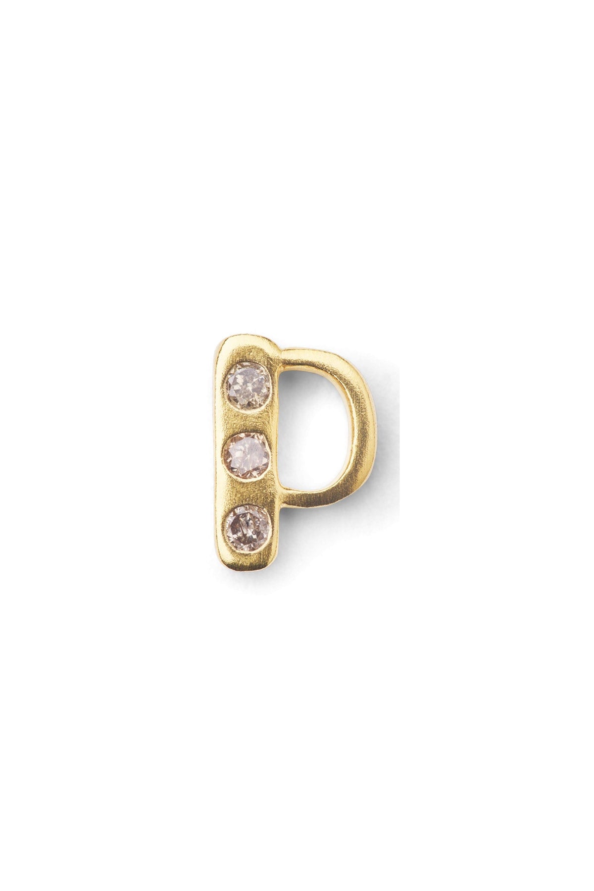 Diamond letter ear stud - Rabens Momento I Gold w/ Champagne diamond
