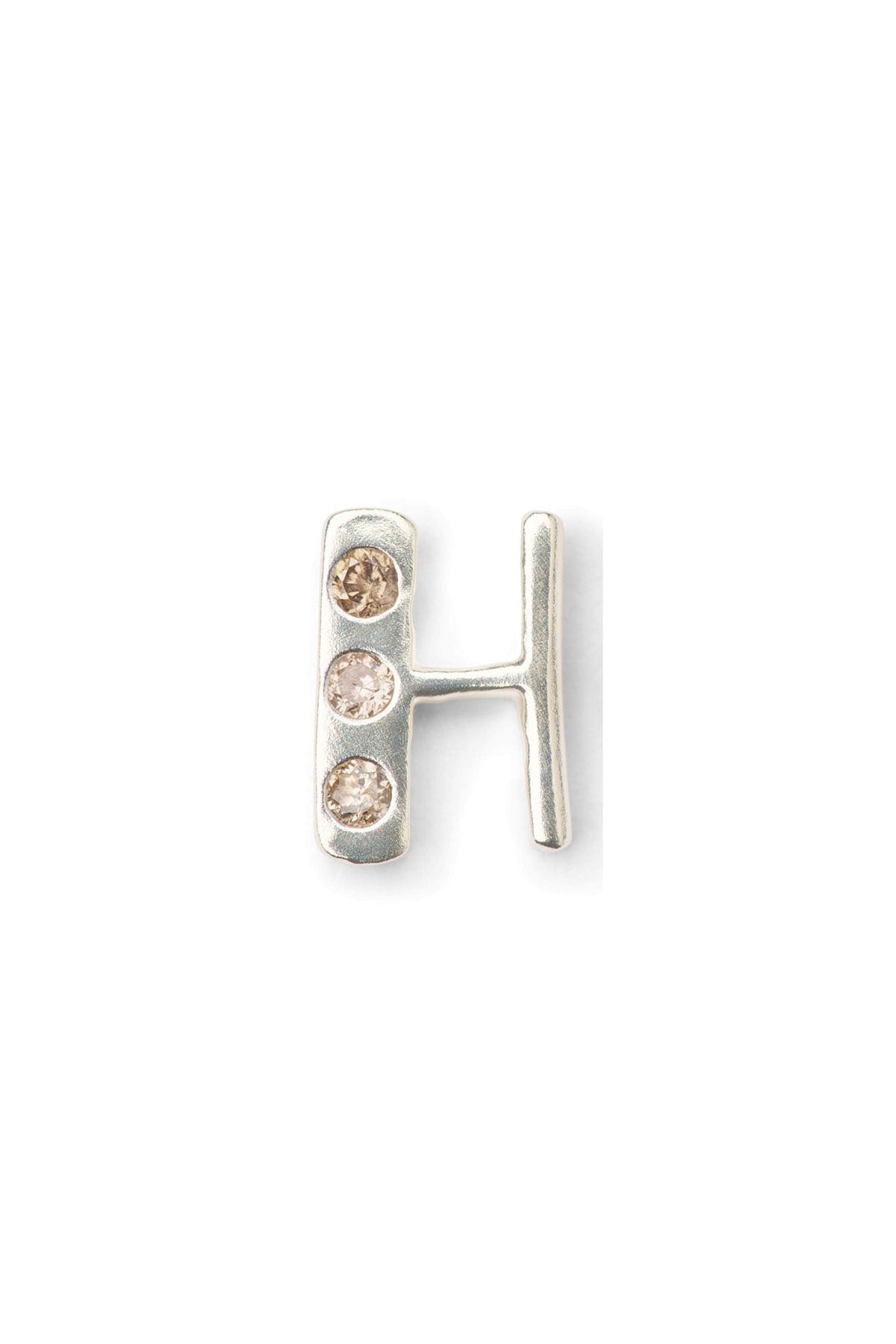 Diamond letter ear stud - Rabens Momento I Silver w/ Champagne diamond