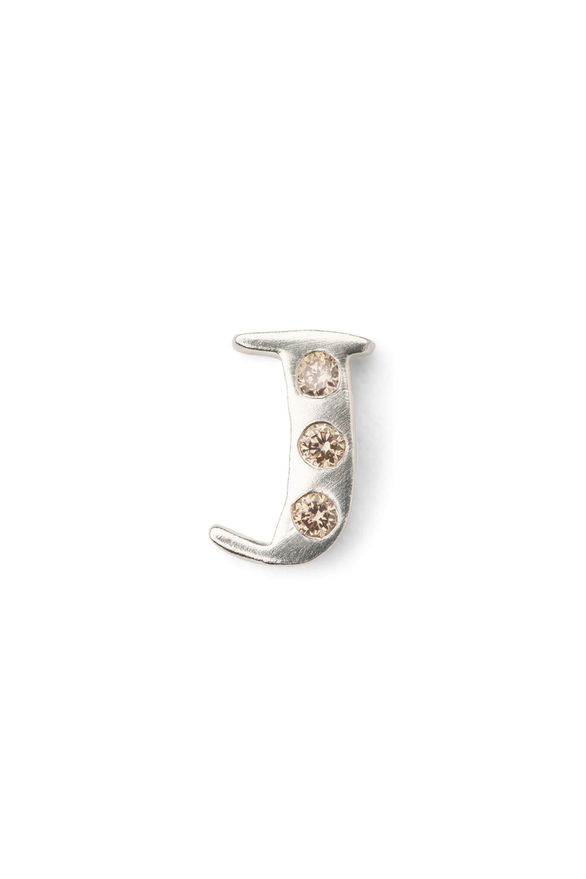 Diamond letter ear stud - Rabens Momento I Silver w/ Champagne diamond