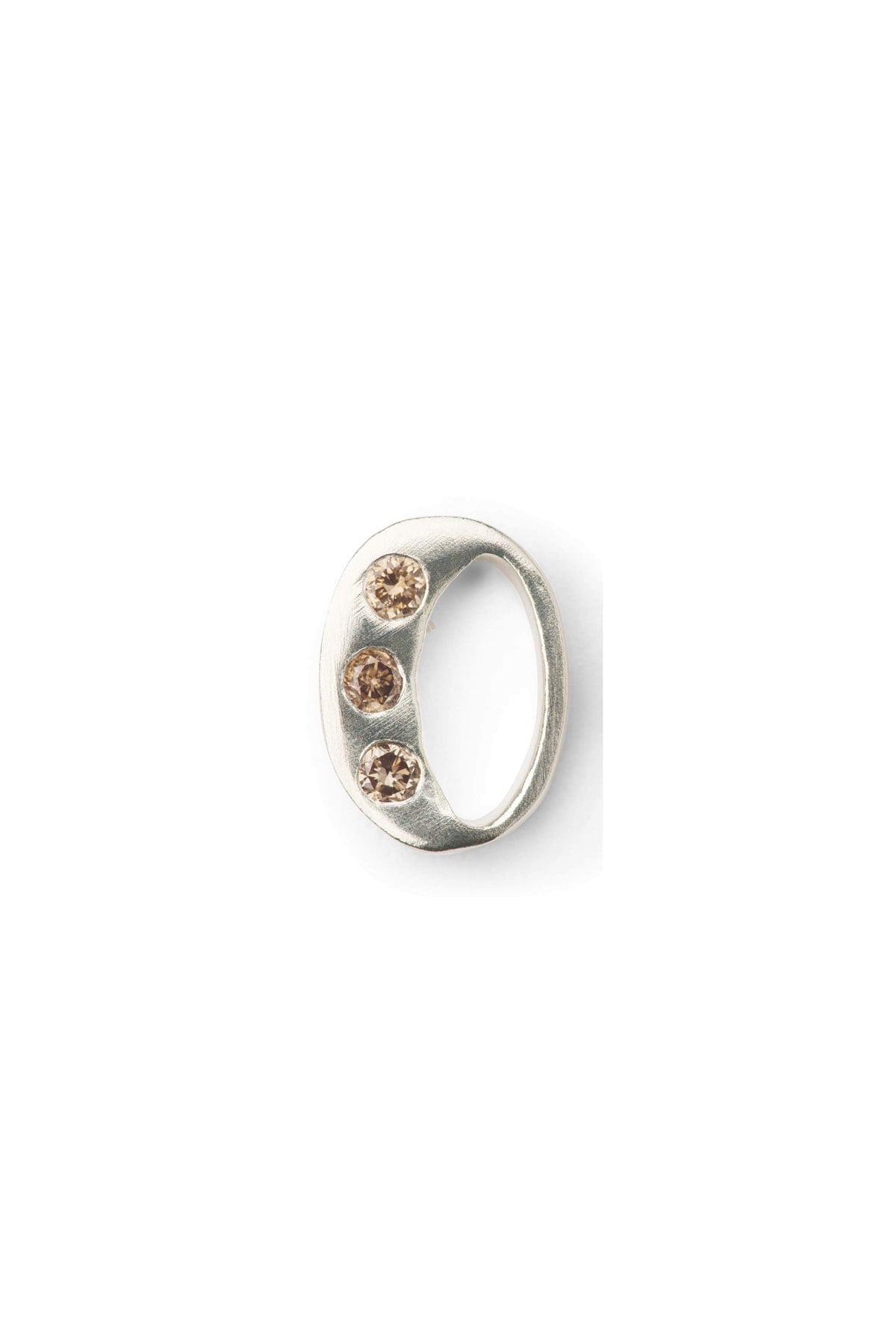 Diamond letter ear stud - Rabens Momento I Silver w/ Champagne diamond