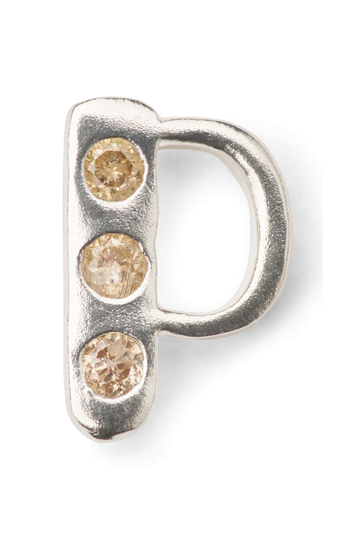 Diamond letter ear stud - Rabens Momento I Silver w/ Champaign diamond